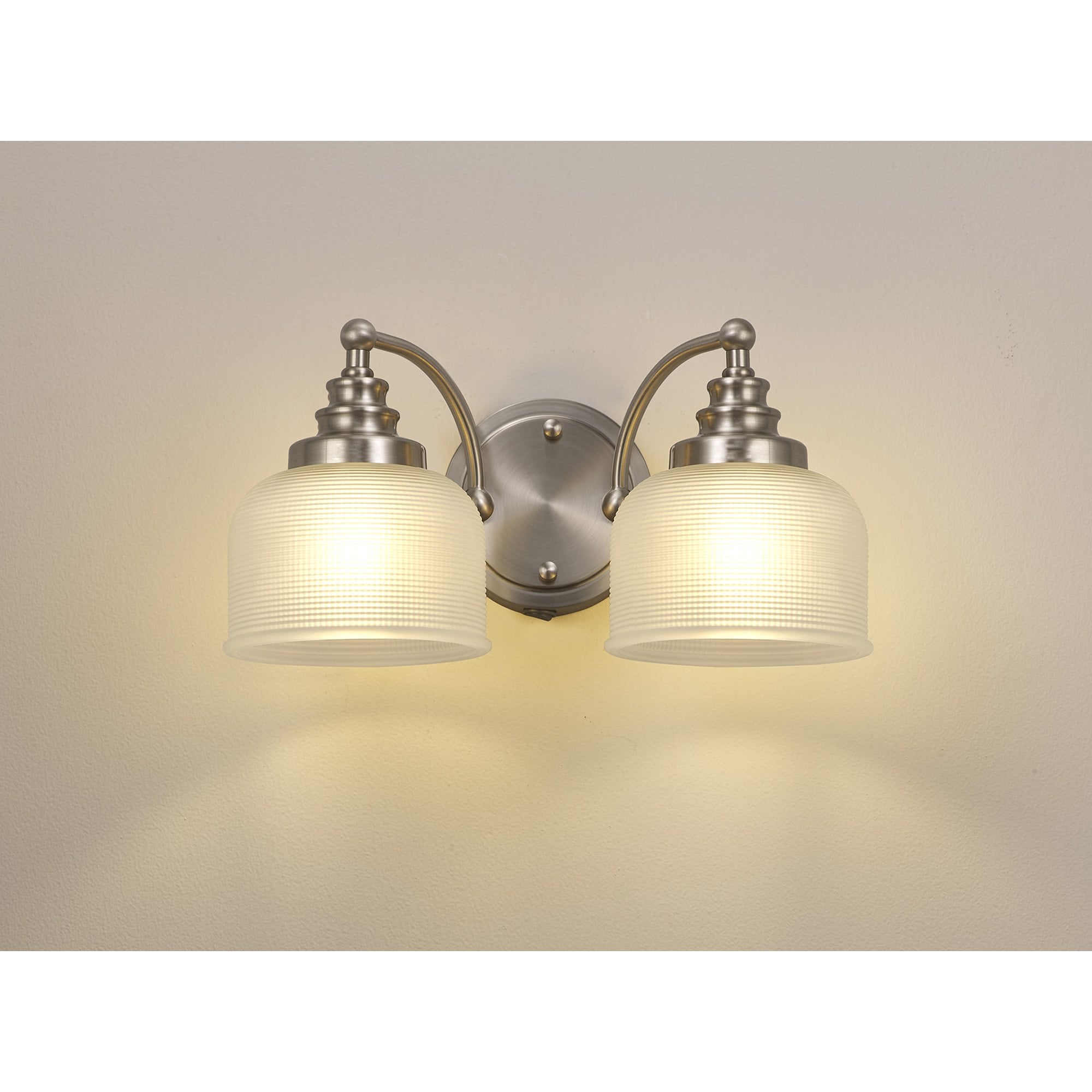 Fabula Maida 2 Light Wall Lamp - Satin Nickel & Frosted Glass