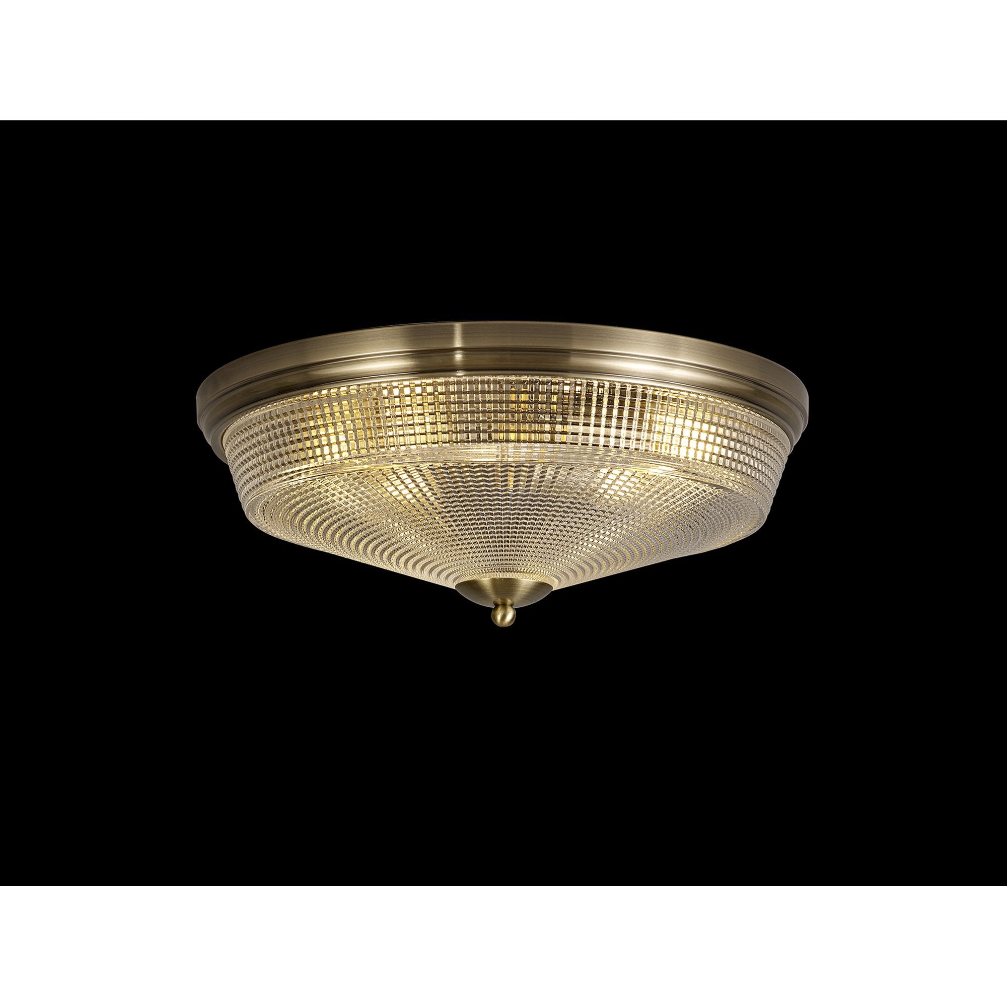 Fabula Maida 3 Light Flush Light - Antique Brass & Prismatic Glass