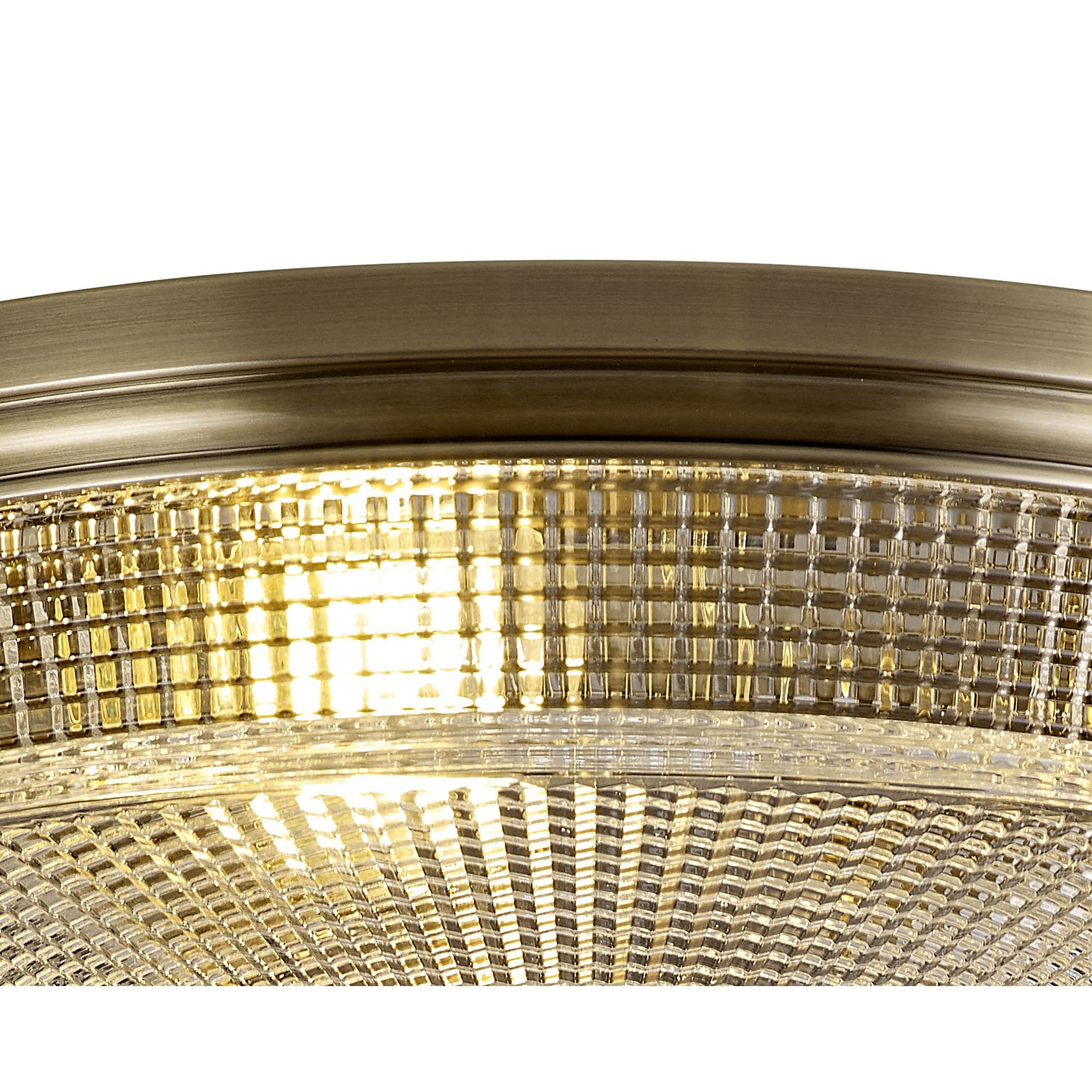 Fabula Maida 3 Light Flush Light - Antique Brass & Prismatic Glass