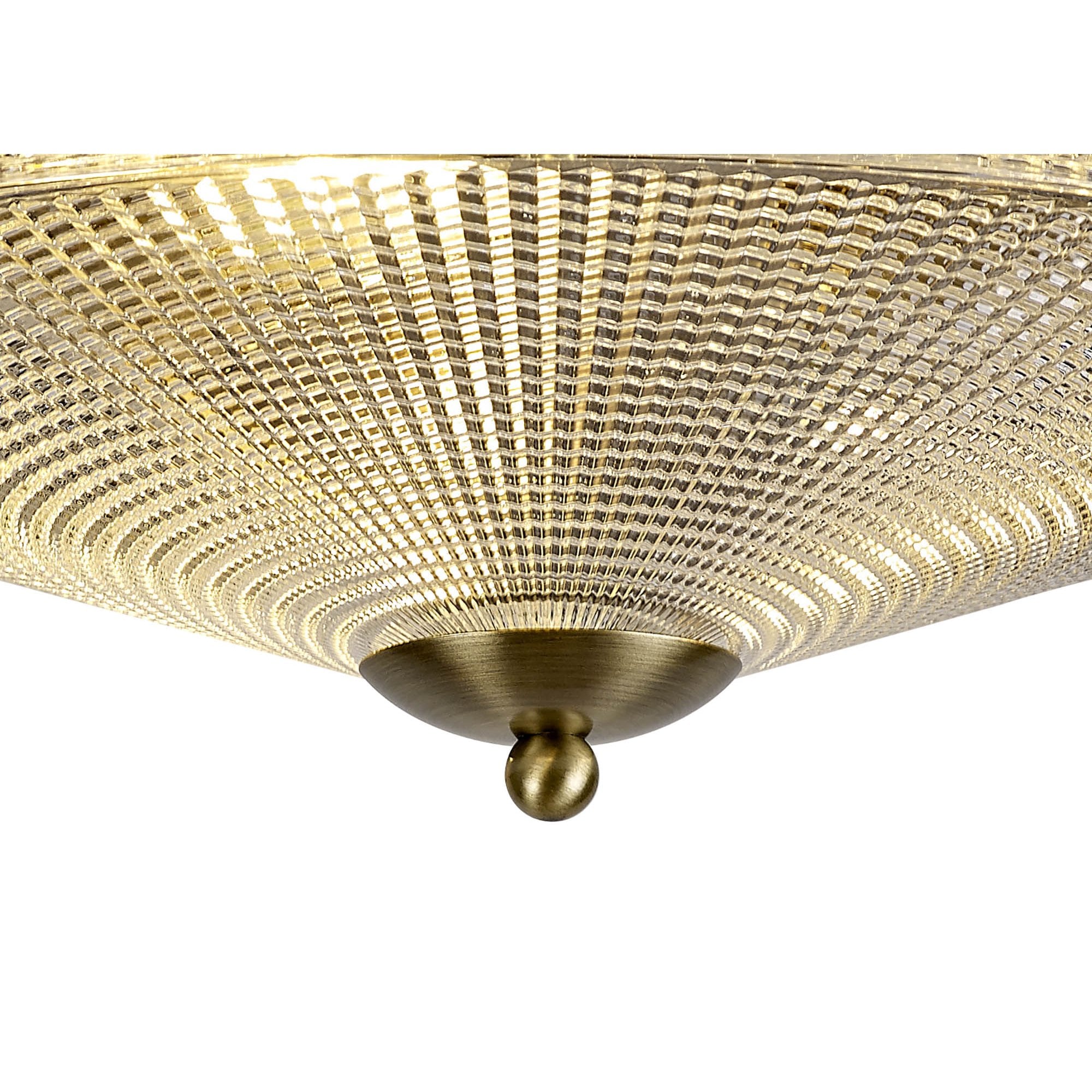 Fabula Maida 3 Light Flush Light - Antique Brass & Prismatic Glass