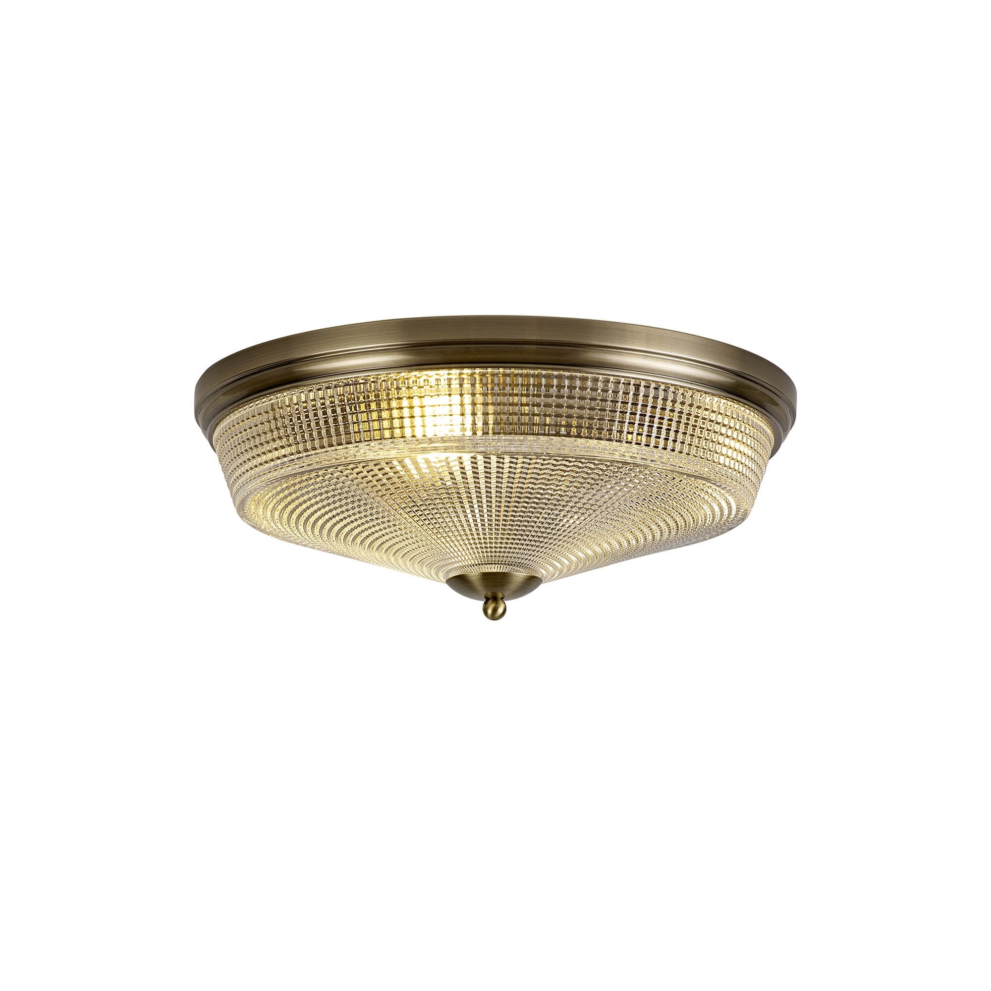 Fabula Maida 3 Light Flush Light - Antique Brass & Prismatic Glass