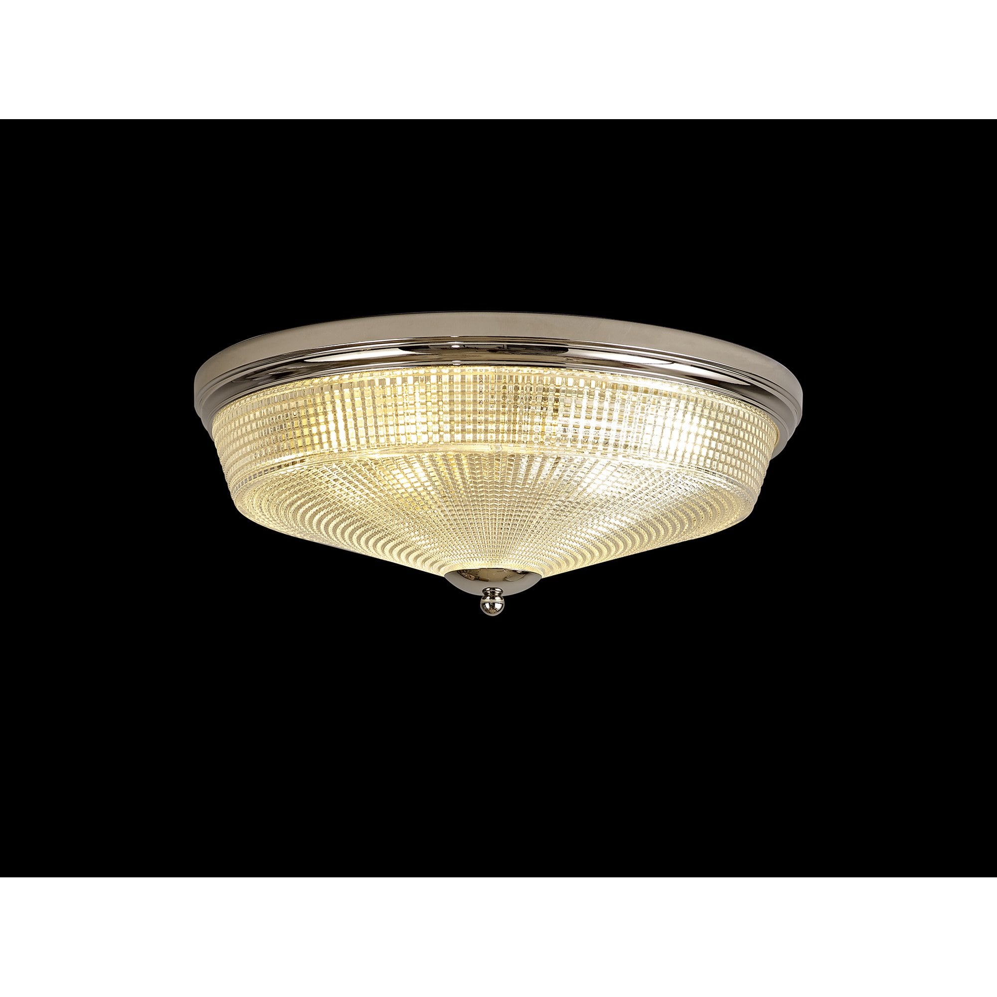 Fabula Maida 3 Light Flush Light - Polished Nickel & Prismatic Glass