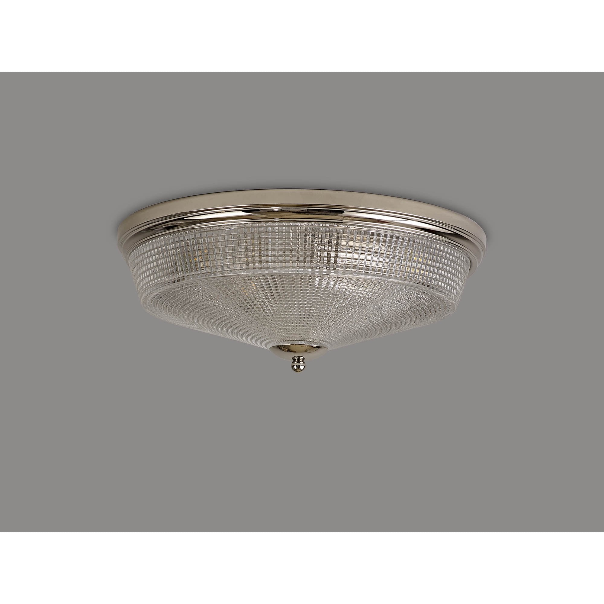 Fabula Maida 3 Light Flush Light - Polished Nickel & Prismatic Glass
