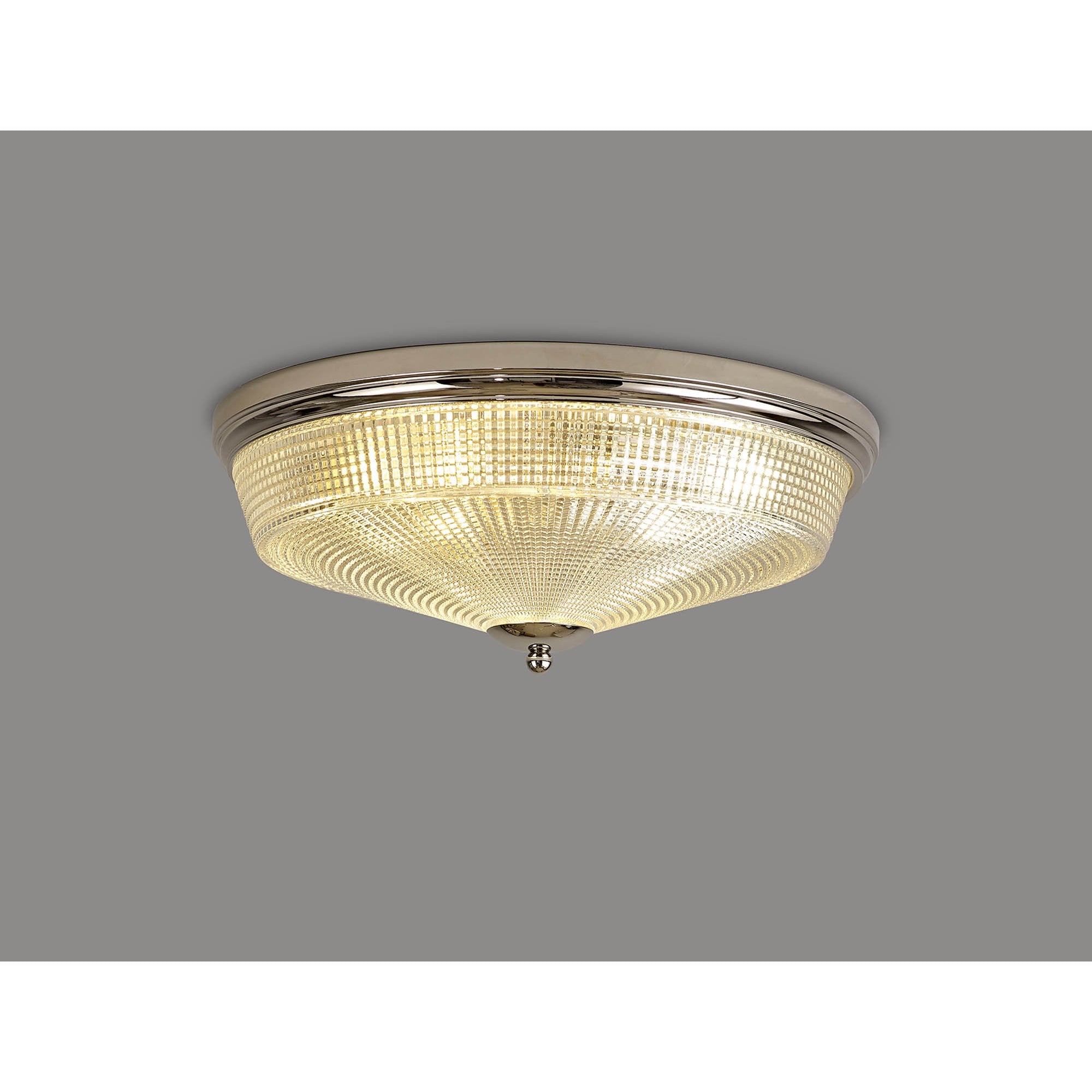 Fabula Maida 3 Light Flush Light - Polished Nickel & Prismatic Glass