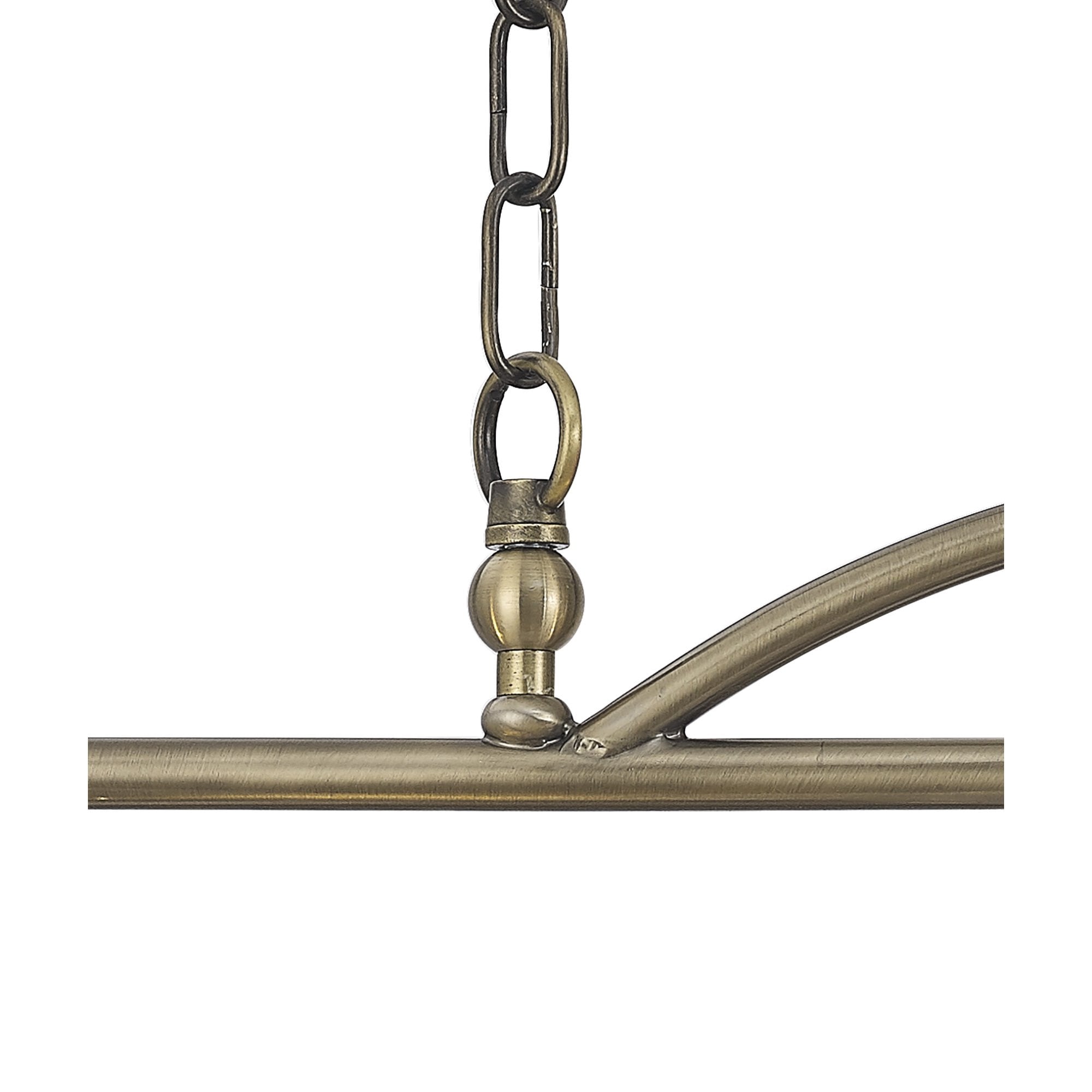 Fabula Maida 3 Light Linear Semi-Flush/Pendant - Antique Brass & Prismatic Glass