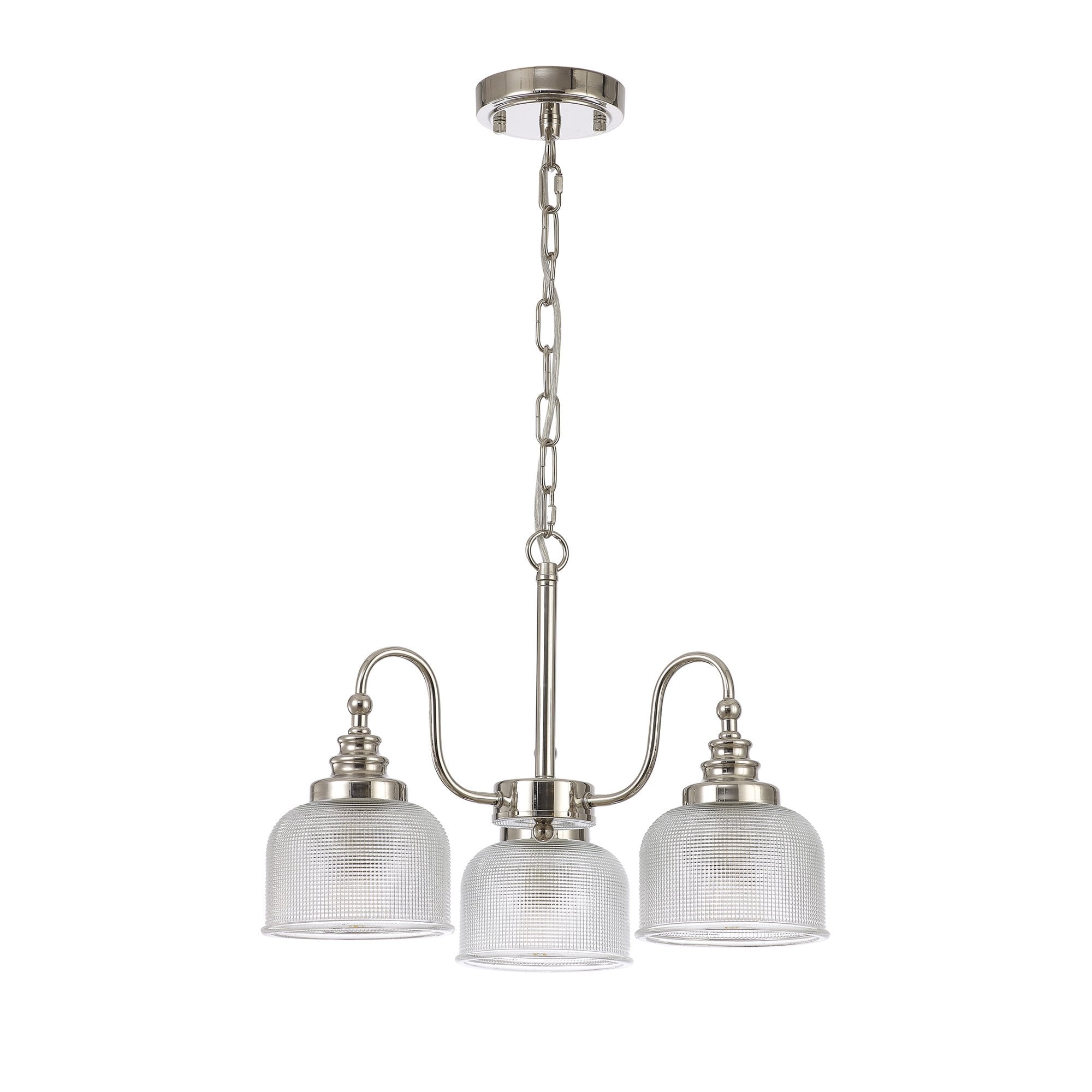 Fabula Maida 3 Light Semi-Flush/Pendant - Polished Nickel & Prismatic Glass