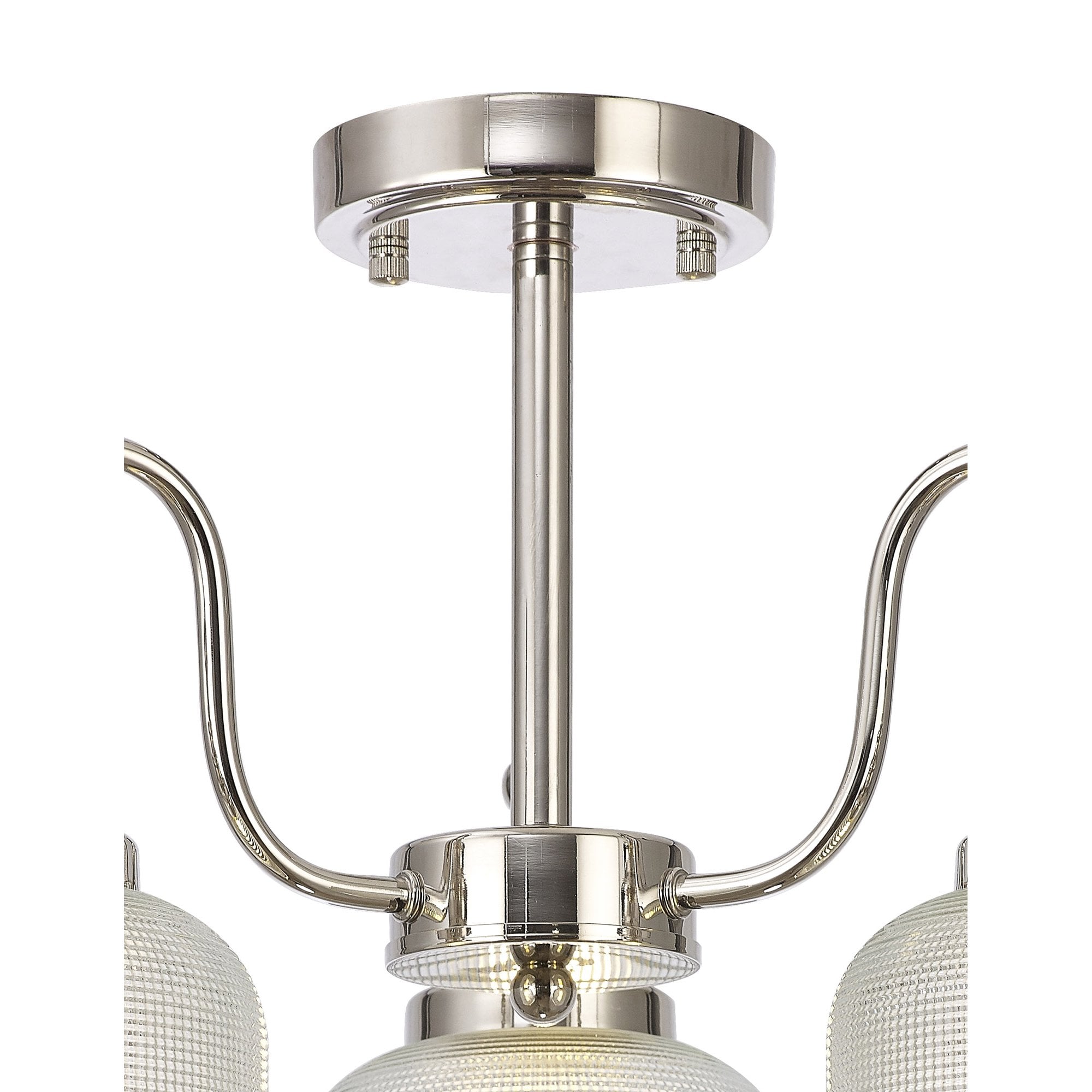 Fabula Maida 3 Light Semi-Flush/Pendant - Polished Nickel & Prismatic Glass
