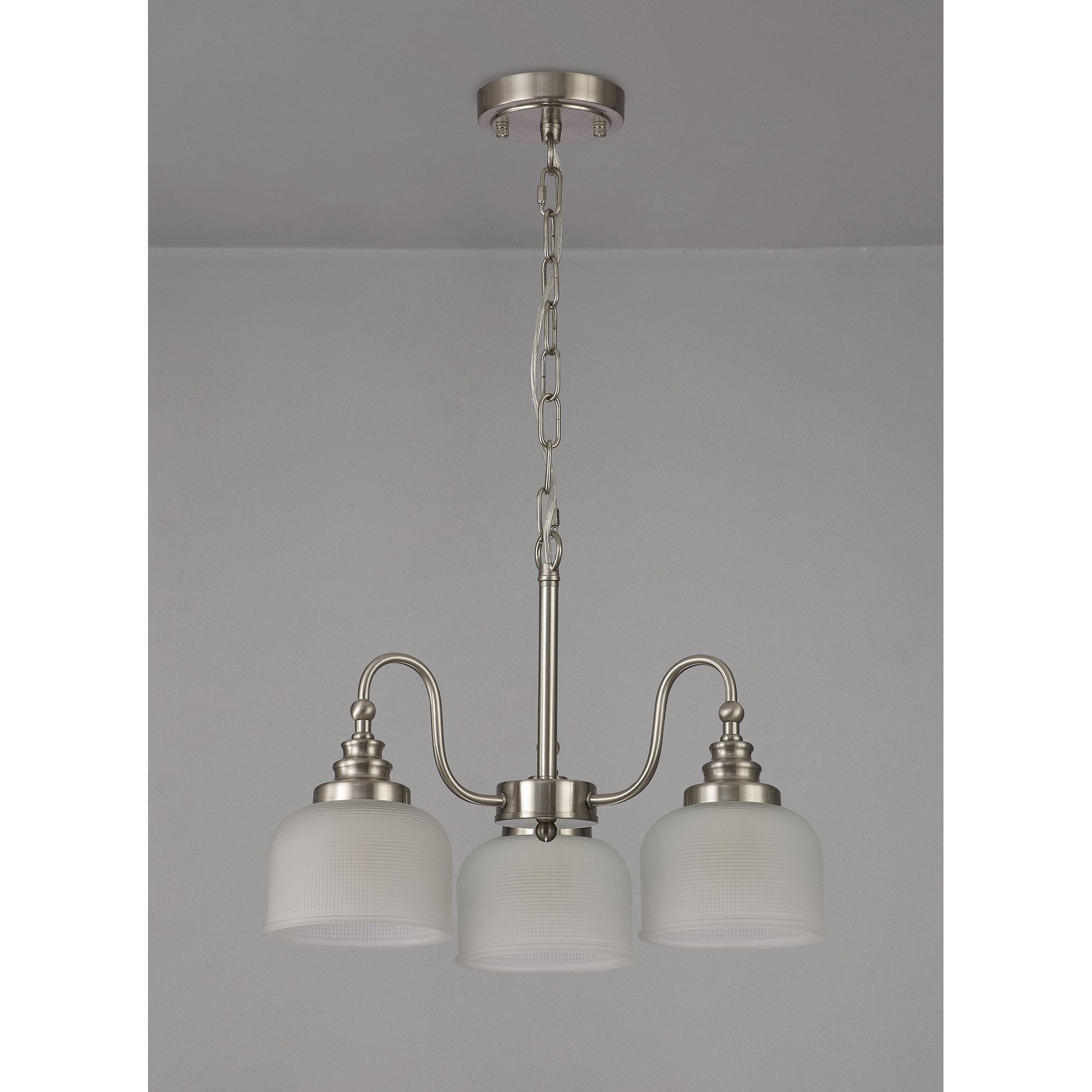 Fabula Maida 3 Light Semi-Flush/Pendant - Satin Nickel & Frosted Glass