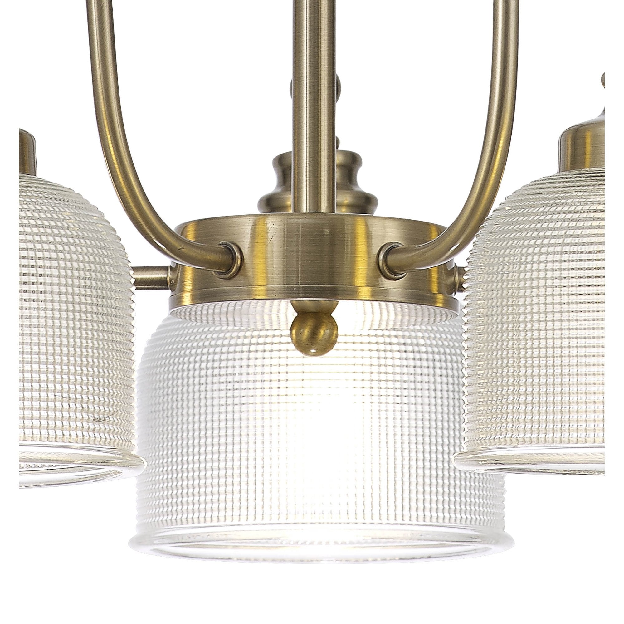 Fabula Maida 5 Light Semi-Flush/Pendant - Antique Brass & Prismatic Glass