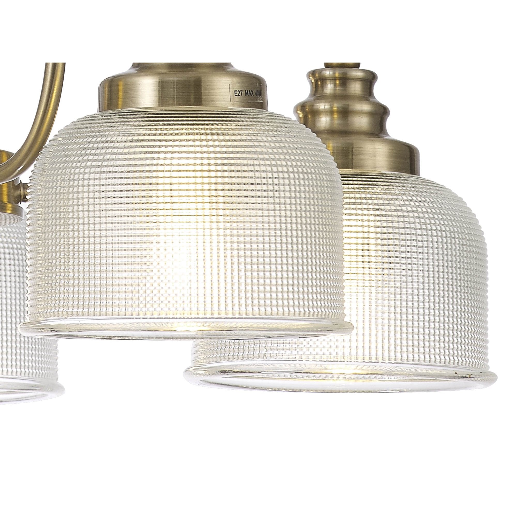 Fabula Maida 5 Light Semi-Flush/Pendant - Antique Brass & Prismatic Glass