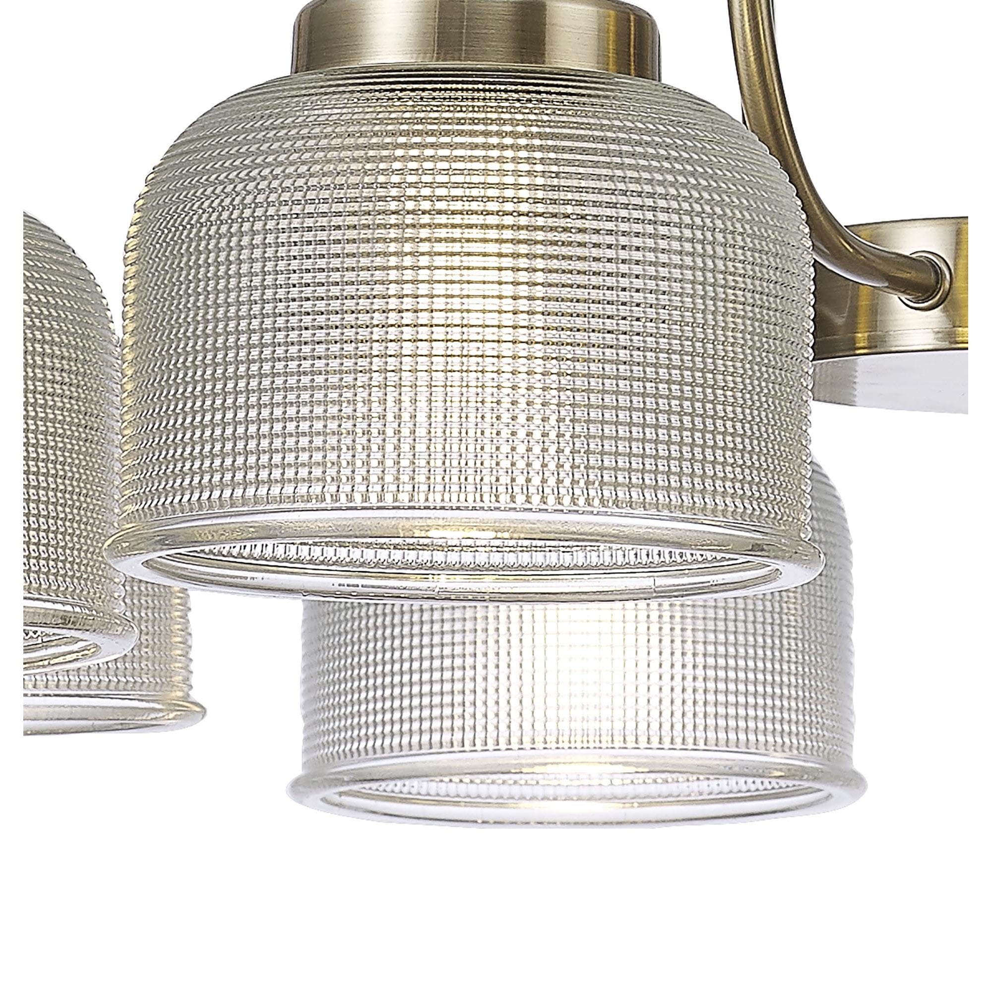 Fabula Maida 8 Light Semi-Flush/Pendant - Antique Brass & Prismatic Glass