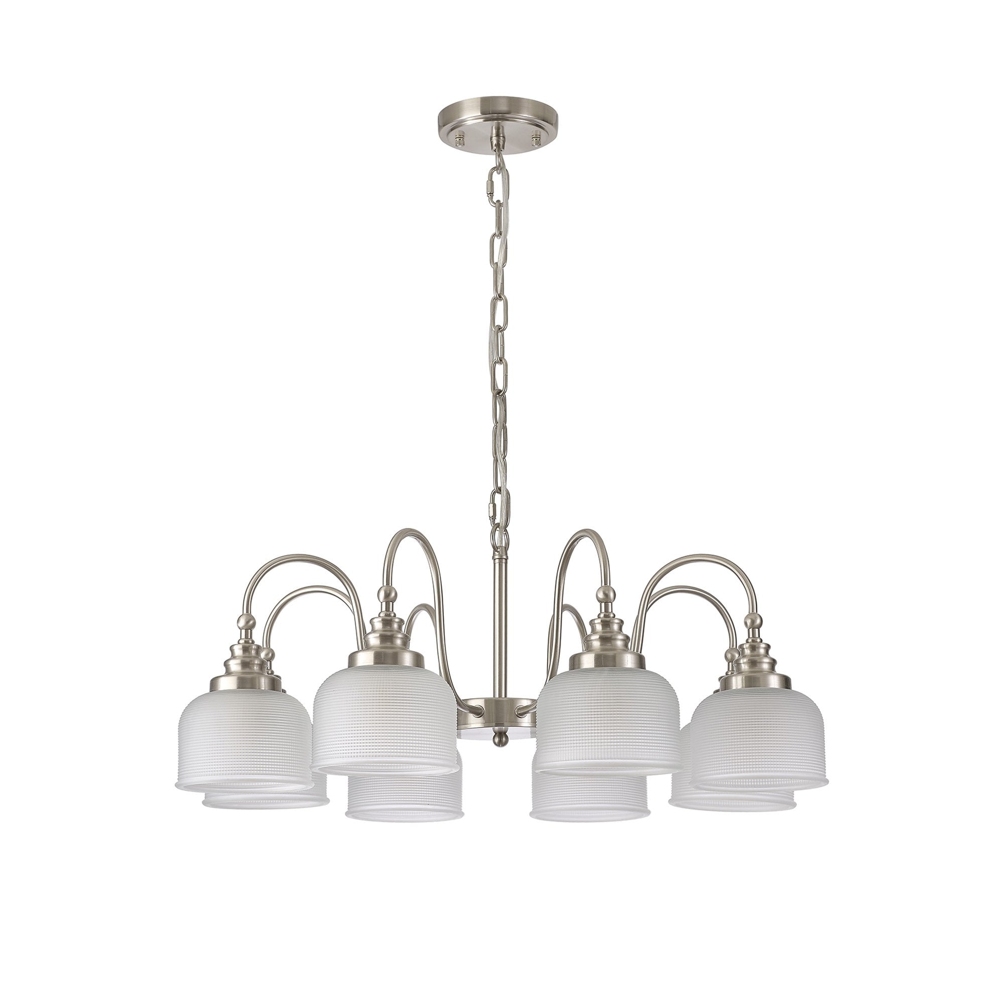 Fabula Maida 8 Light Semi-Flush/Pendant - Satin Nickel & Frosted Glass