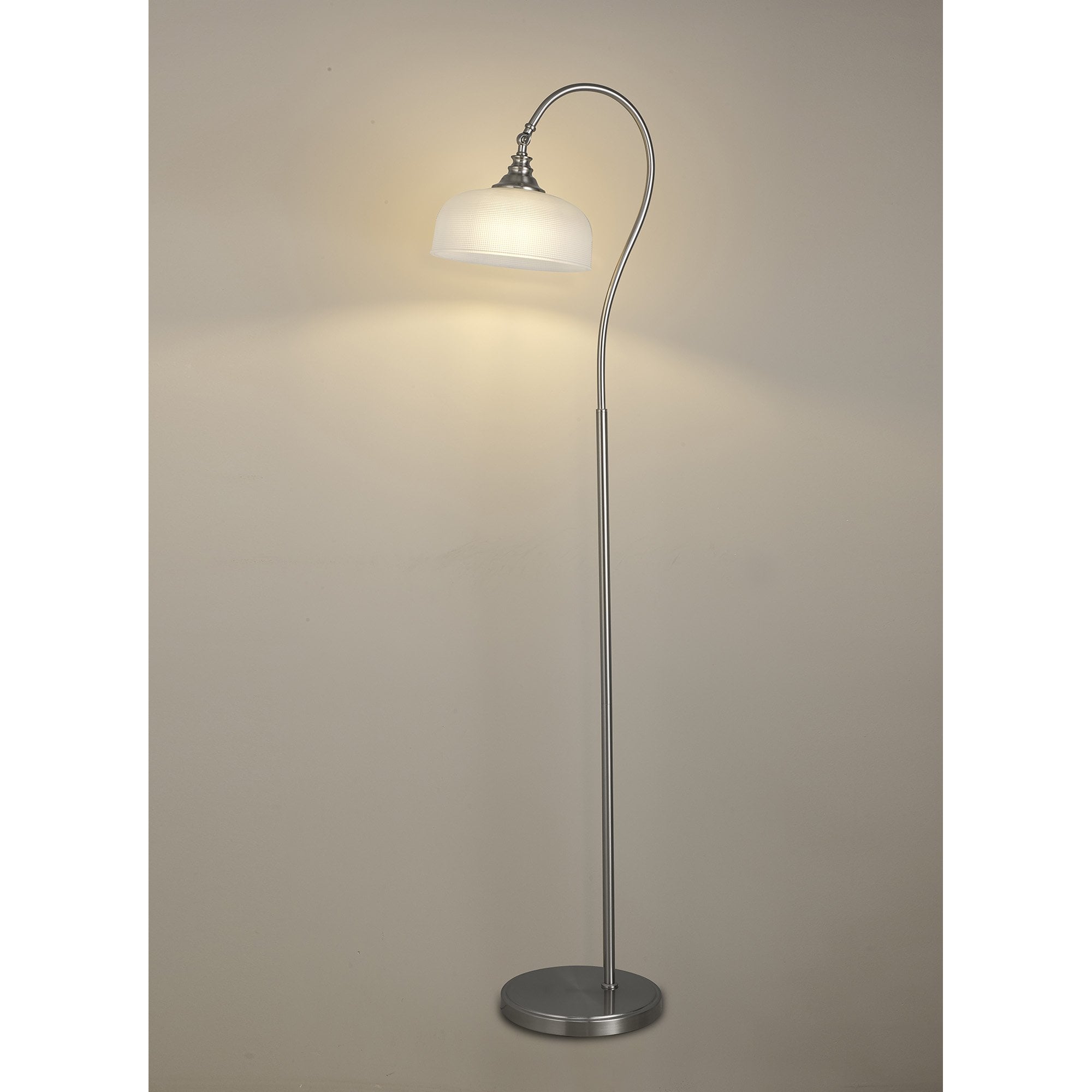 Fabula Maida Single Floor Lamp - Satin Nickel & Frosted Glass