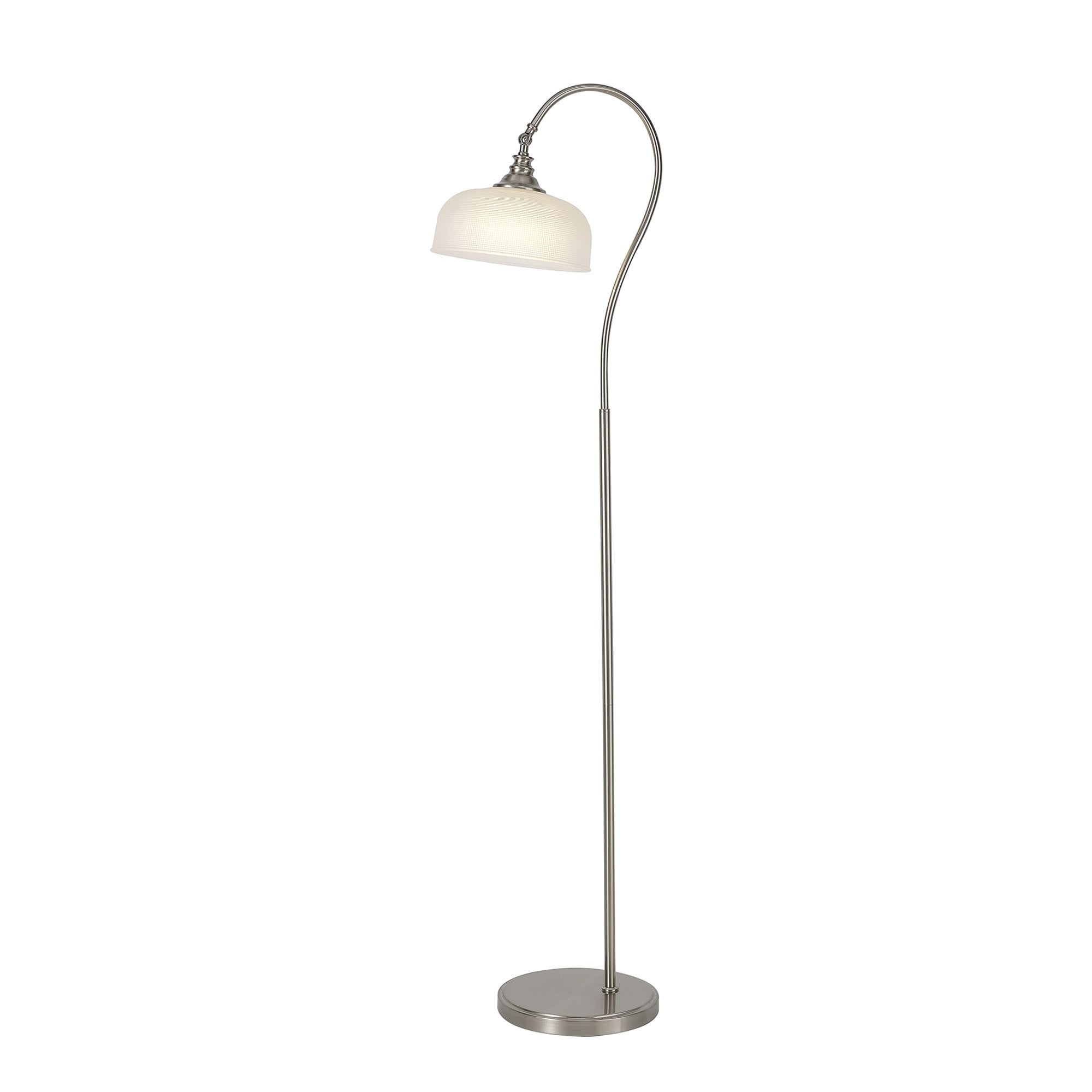 Fabula Maida Single Floor Lamp - Satin Nickel & Frosted Glass