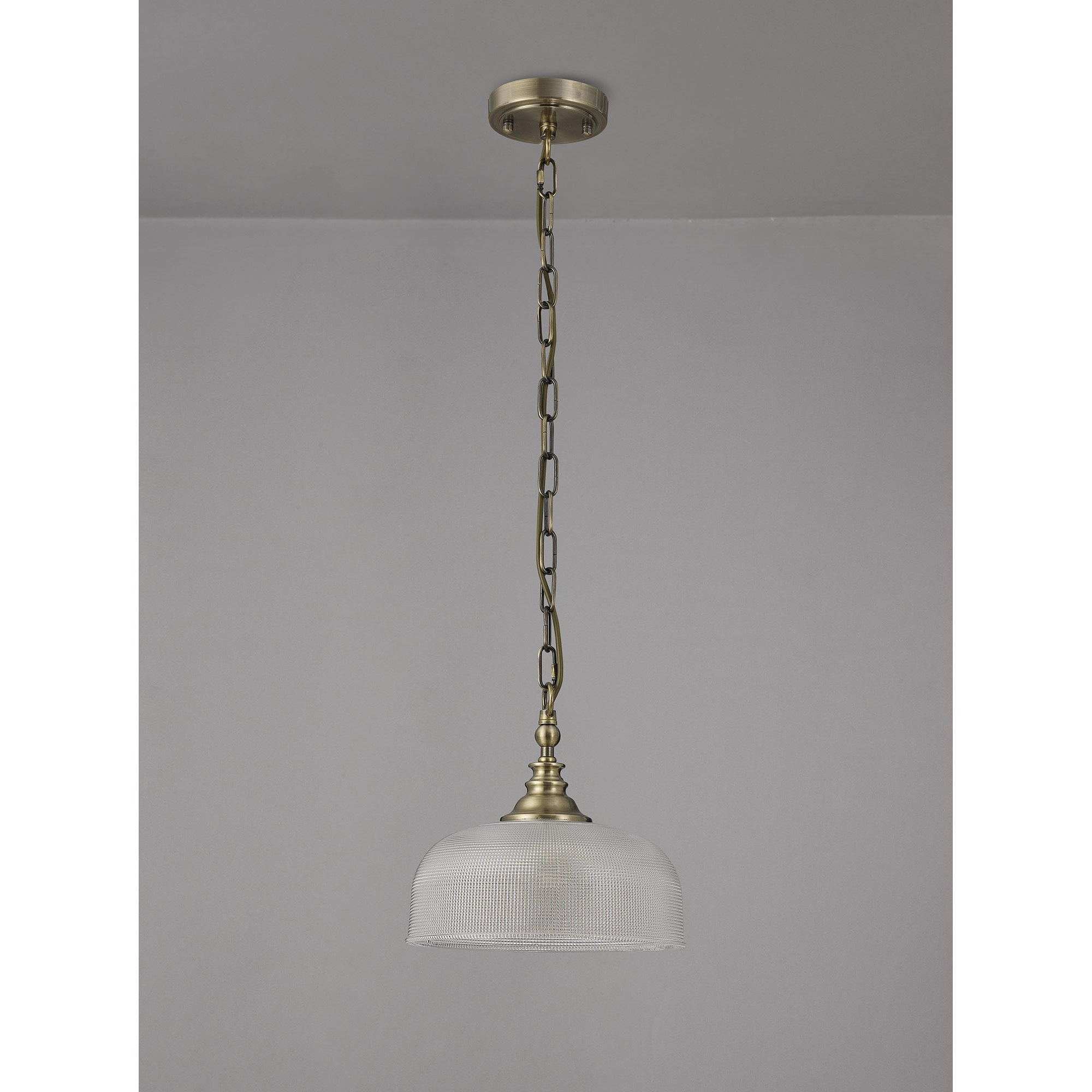 Fabula Maida Single Flush/Pendant - Antique Brass & Prismatic Glass