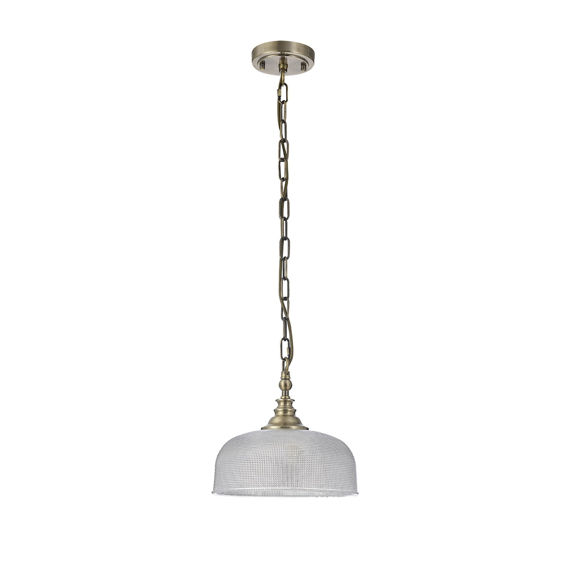 Fabula Maida Single Flush/Pendant - Antique Brass & Prismatic Glass