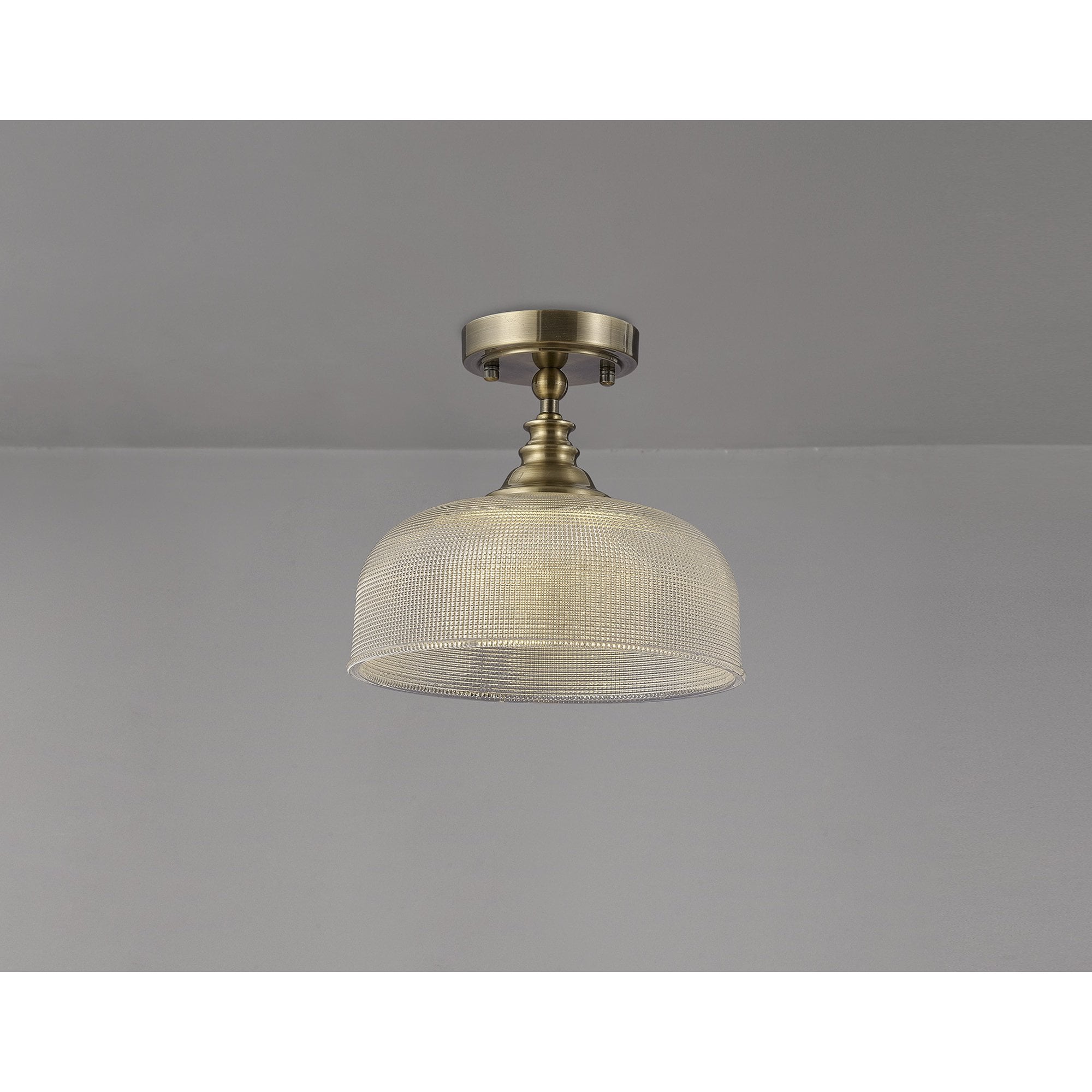 Fabula Maida Single Flush/Pendant - Antique Brass & Prismatic Glass