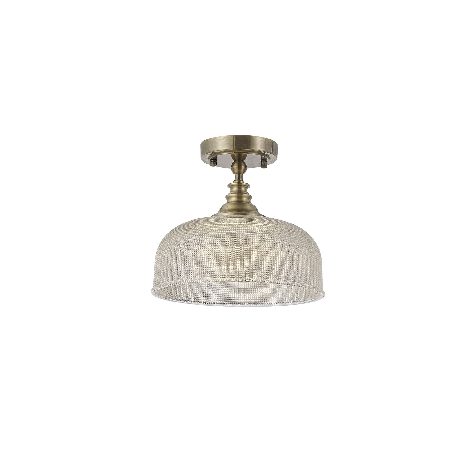 Fabula Maida Single Flush/Pendant - Antique Brass & Prismatic Glass