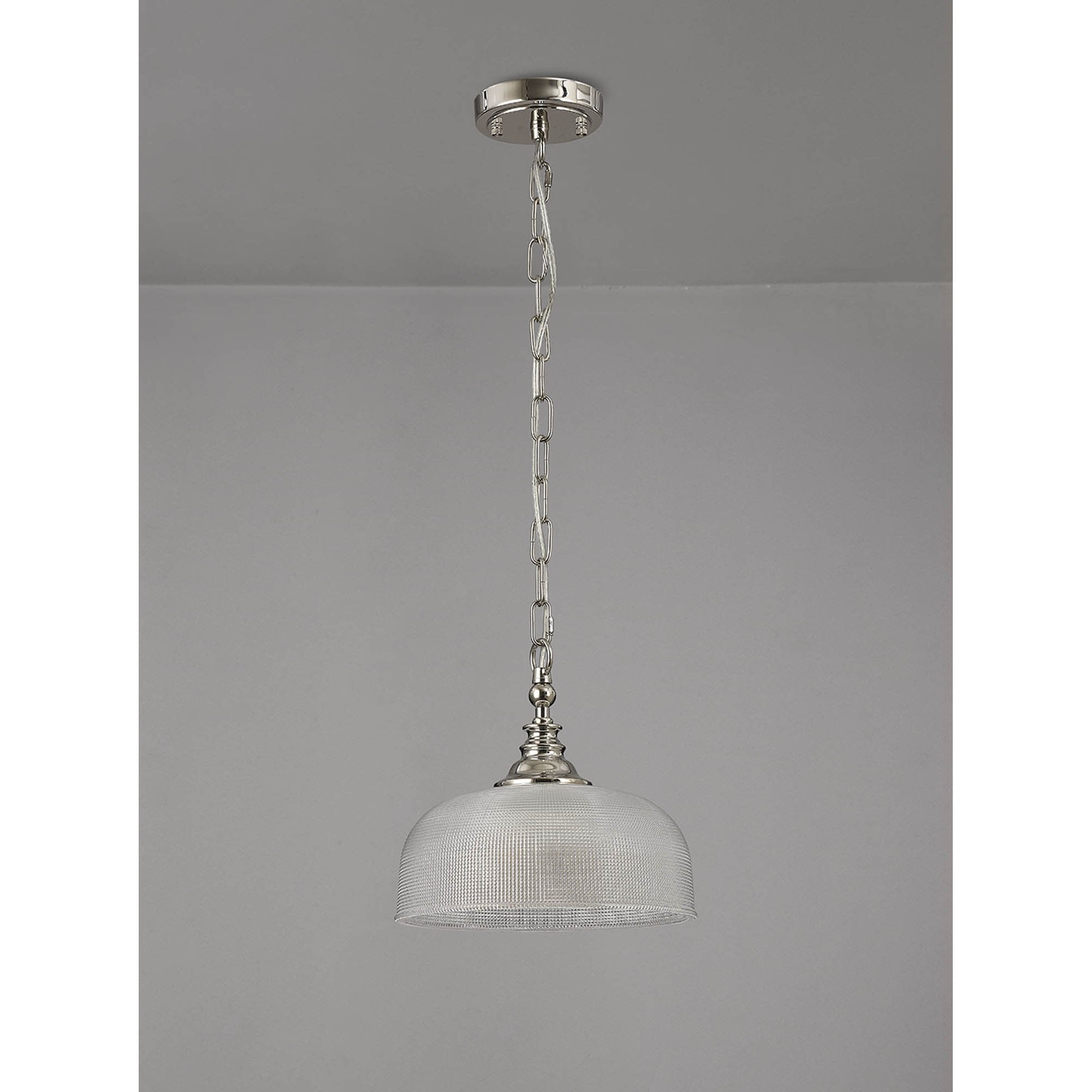 Fabula Maida Single Flush/Pendant - Polished Nickel & Prismatic Glass