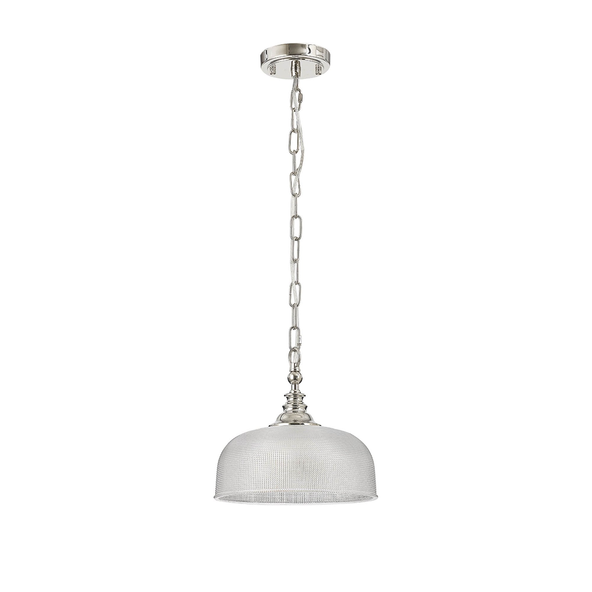 Fabula Maida Single Flush/Pendant - Polished Nickel & Prismatic Glass