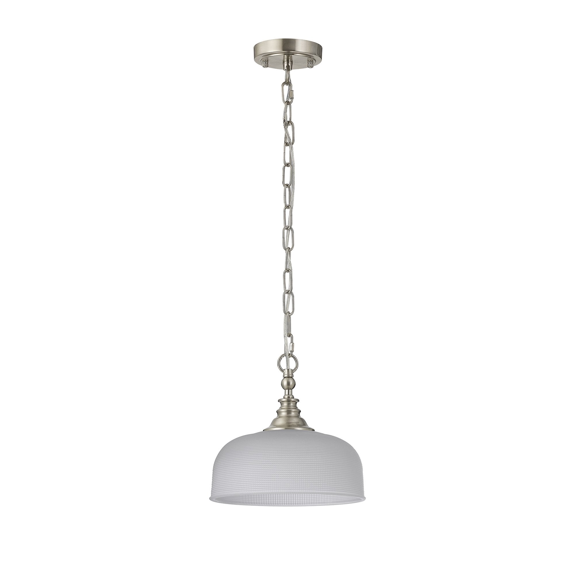 Fabula Maida Single Flush/Pendant - Satin Nickel & Frosted Glass