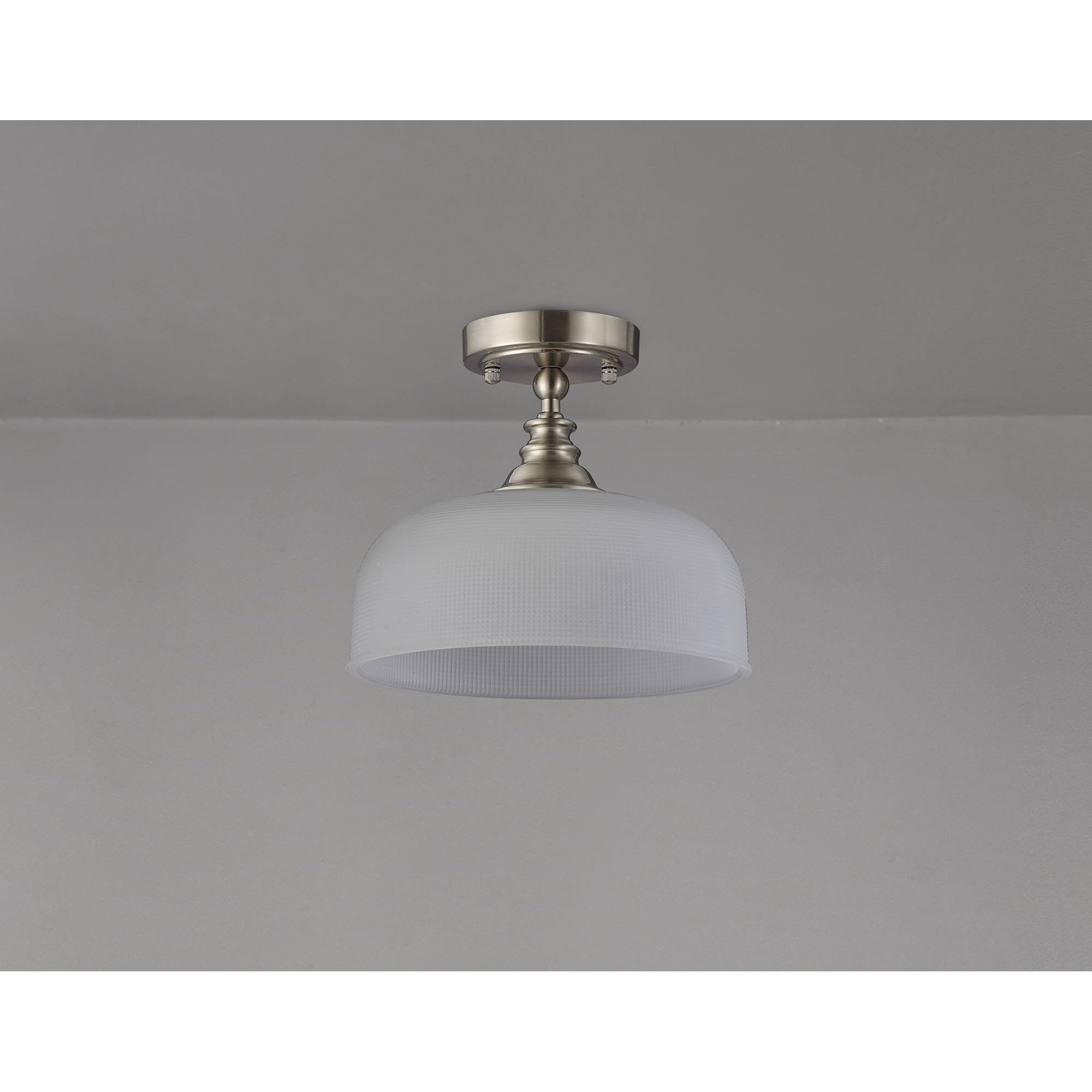 Fabula Maida Single Flush/Pendant - Satin Nickel & Frosted Glass