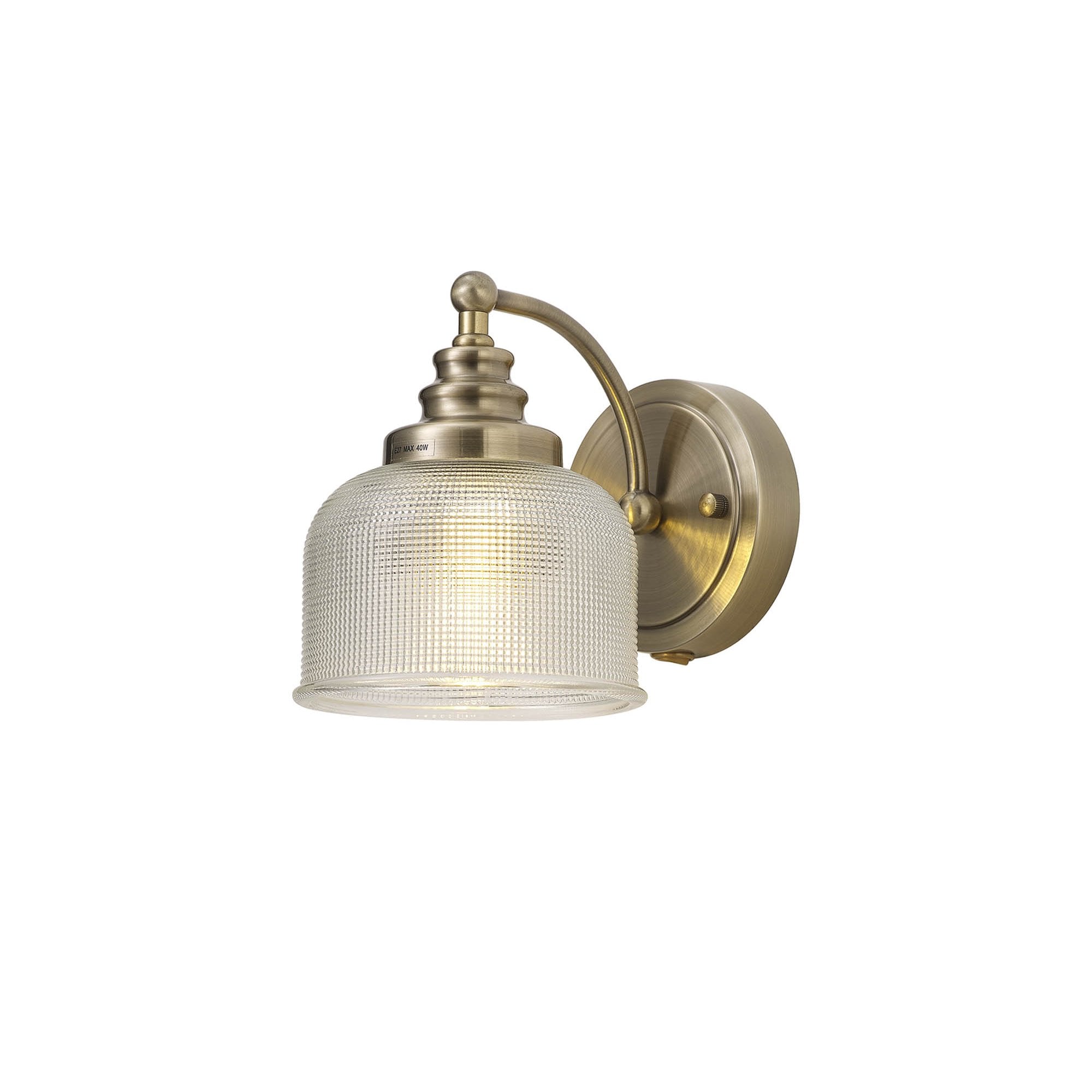 Fabula Maida Single Wall Lamp - Antique Brass & Prismatic Glass