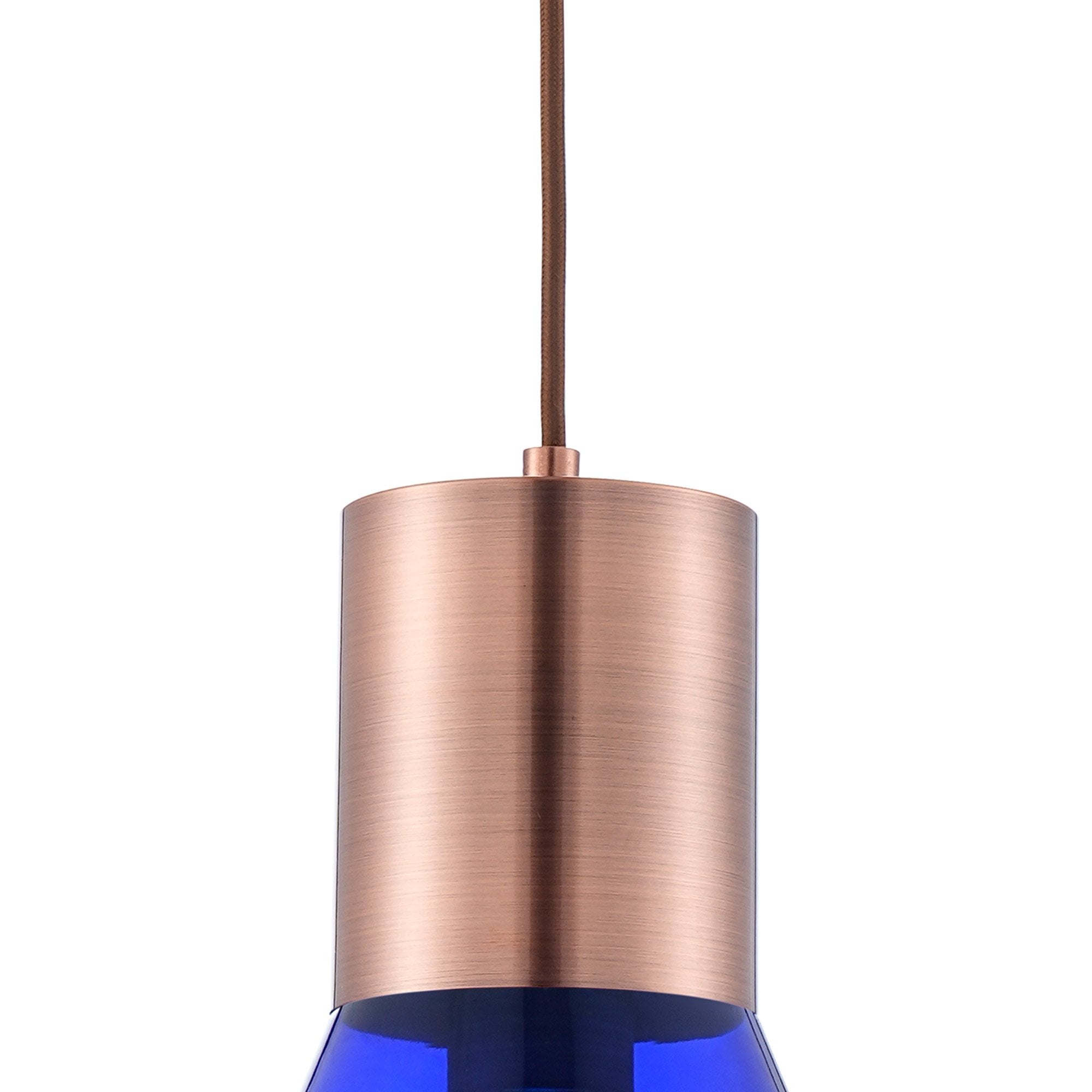 Fabula Maple Narrow Pendant - Antique Copper & Blue Ink Glass