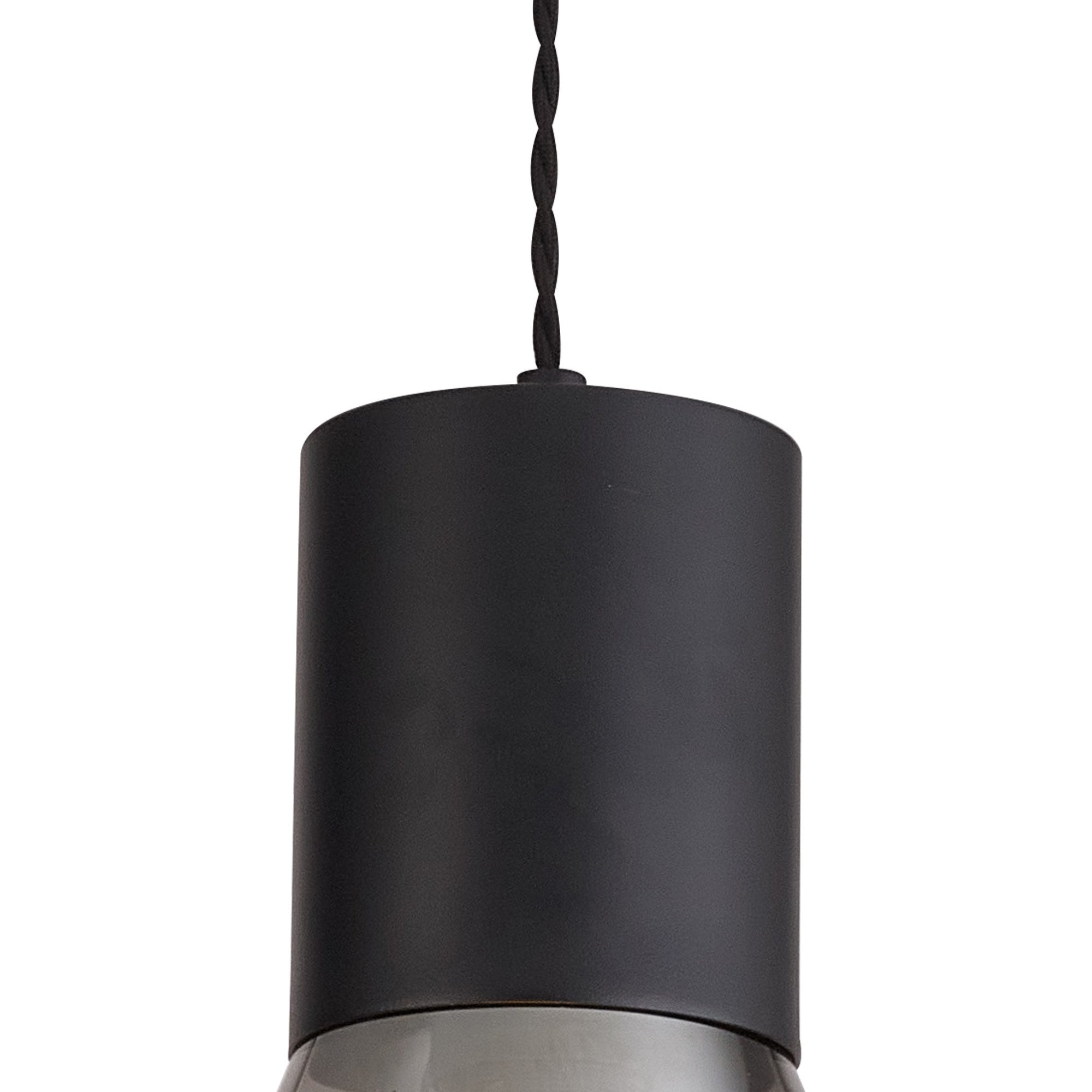 Fabula Maple Narrow Pendant - Satin Black & Smoke Plated Glass