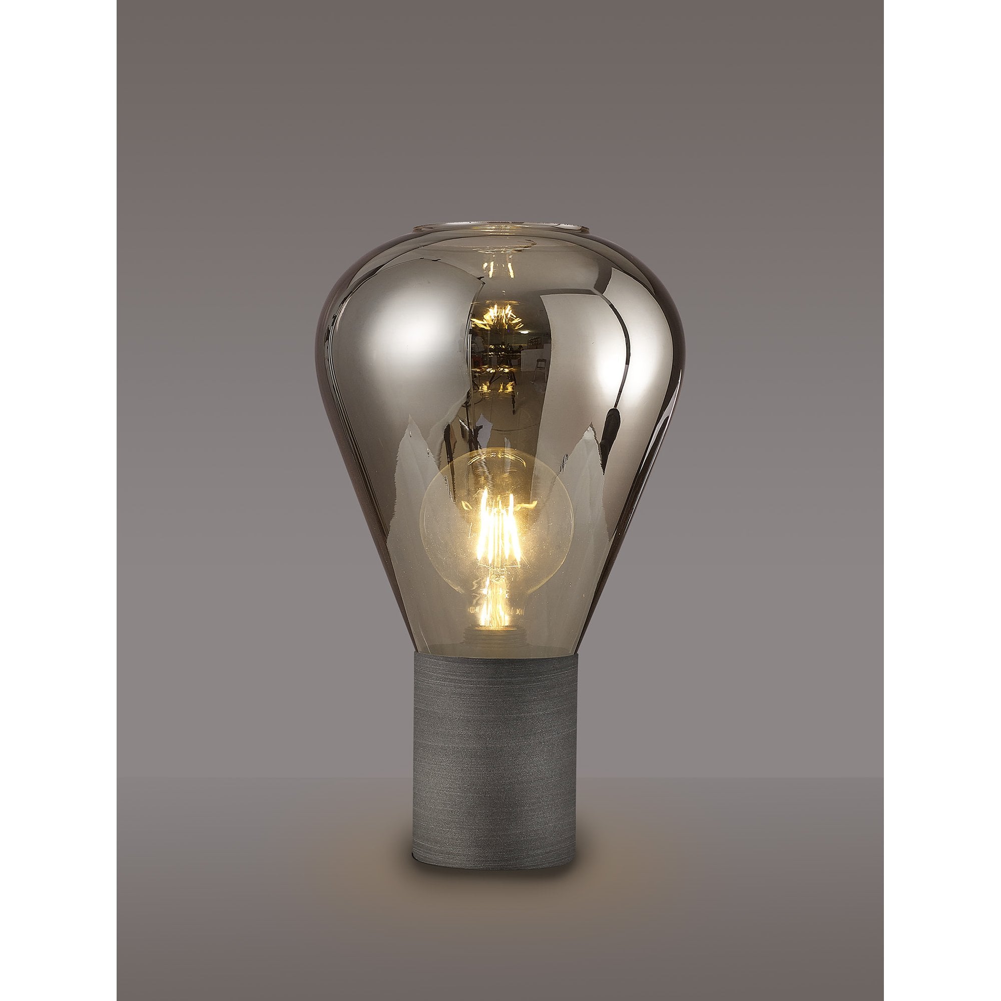 Fabula Maple Narrow Table Lamp - Pewter & Smoke Plated Glass