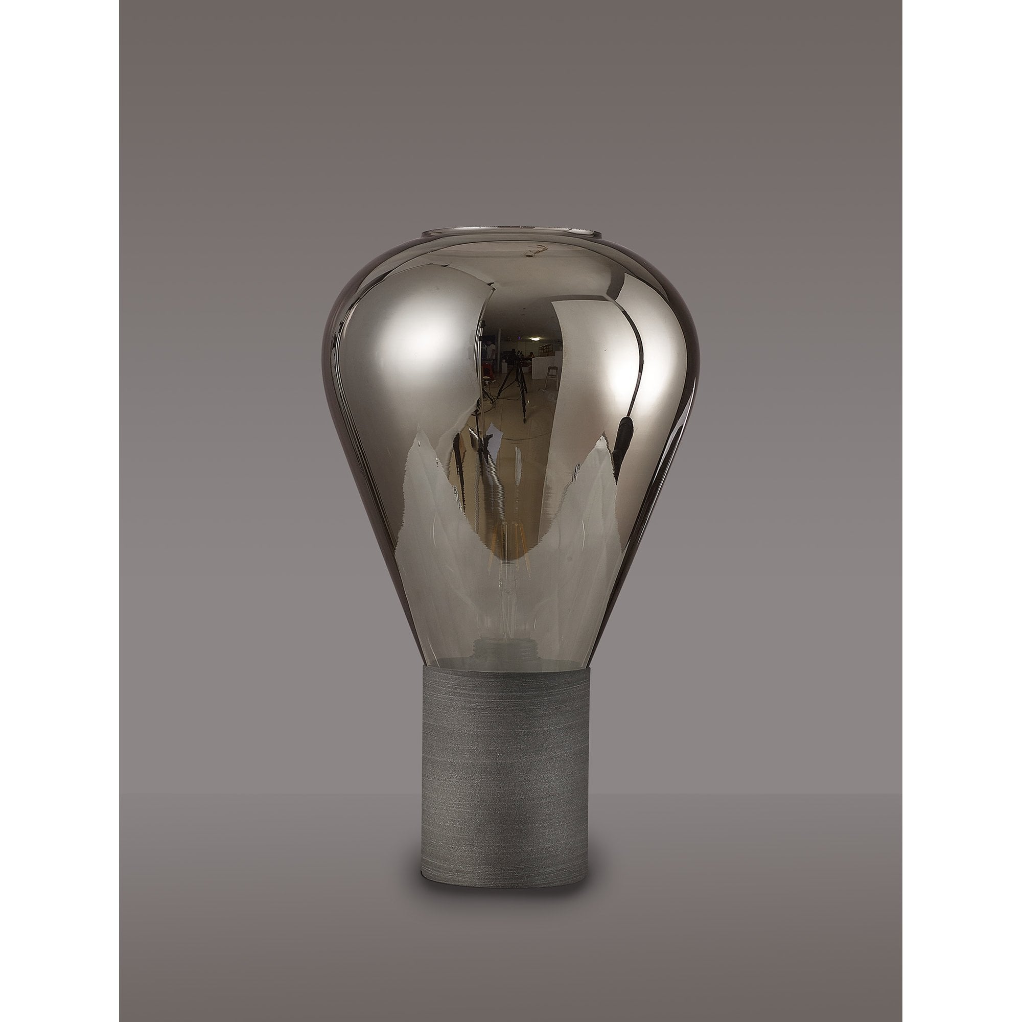 Fabula Maple Narrow Table Lamp - Pewter & Smoke Plated Glass