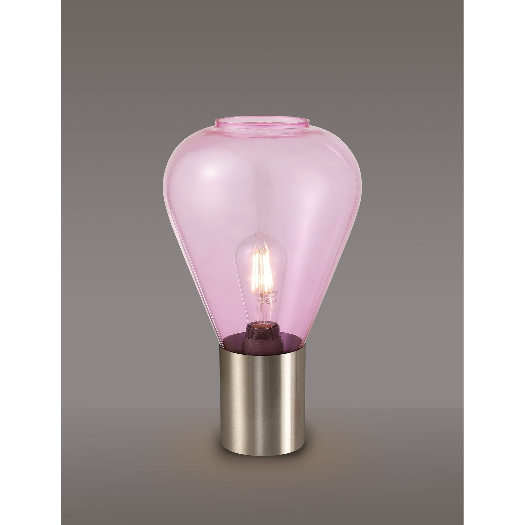 Fabula Maple Narrow Table Lamp - Satin Nickel & Lilac Glass