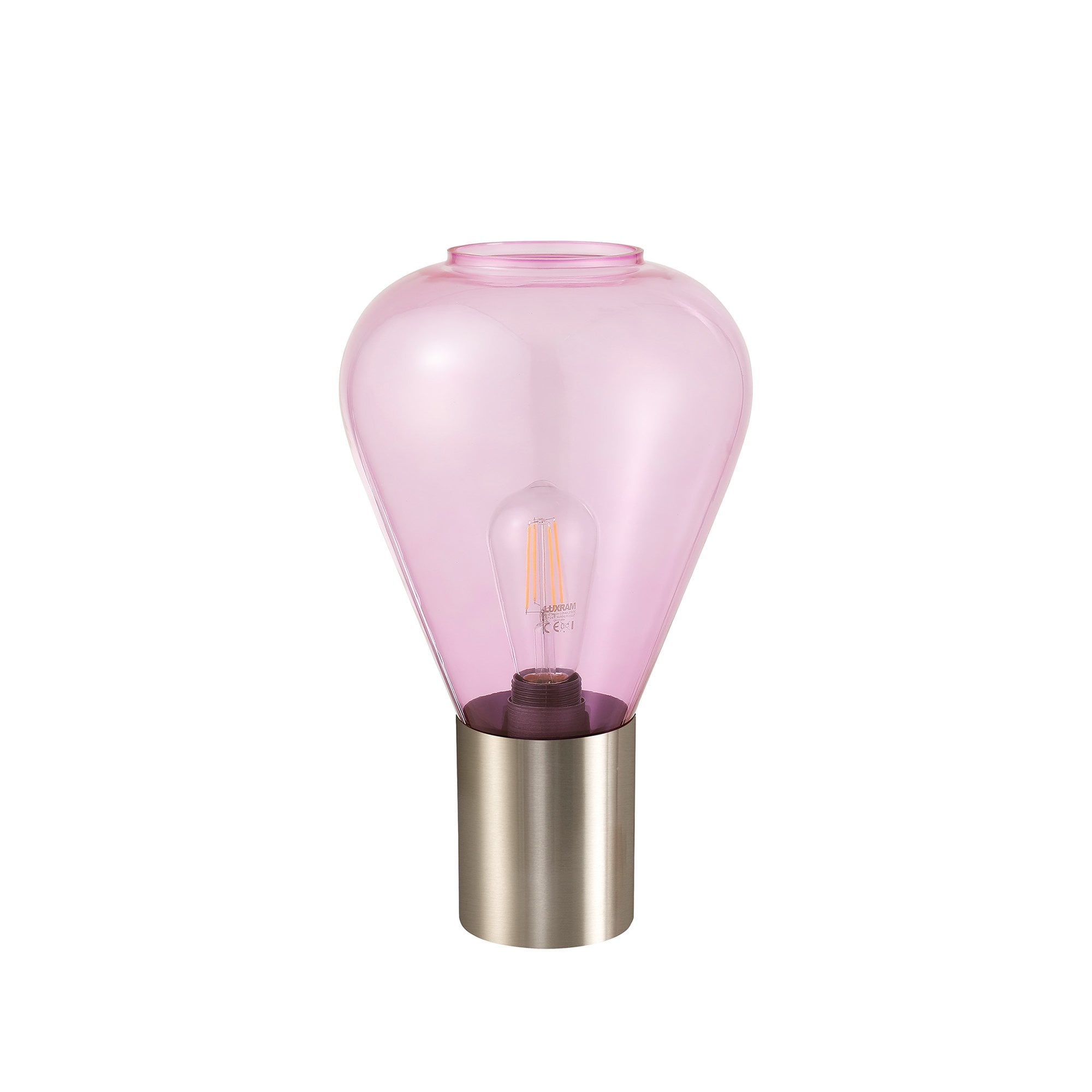 Fabula Maple Narrow Table Lamp - Satin Nickel & Lilac Glass