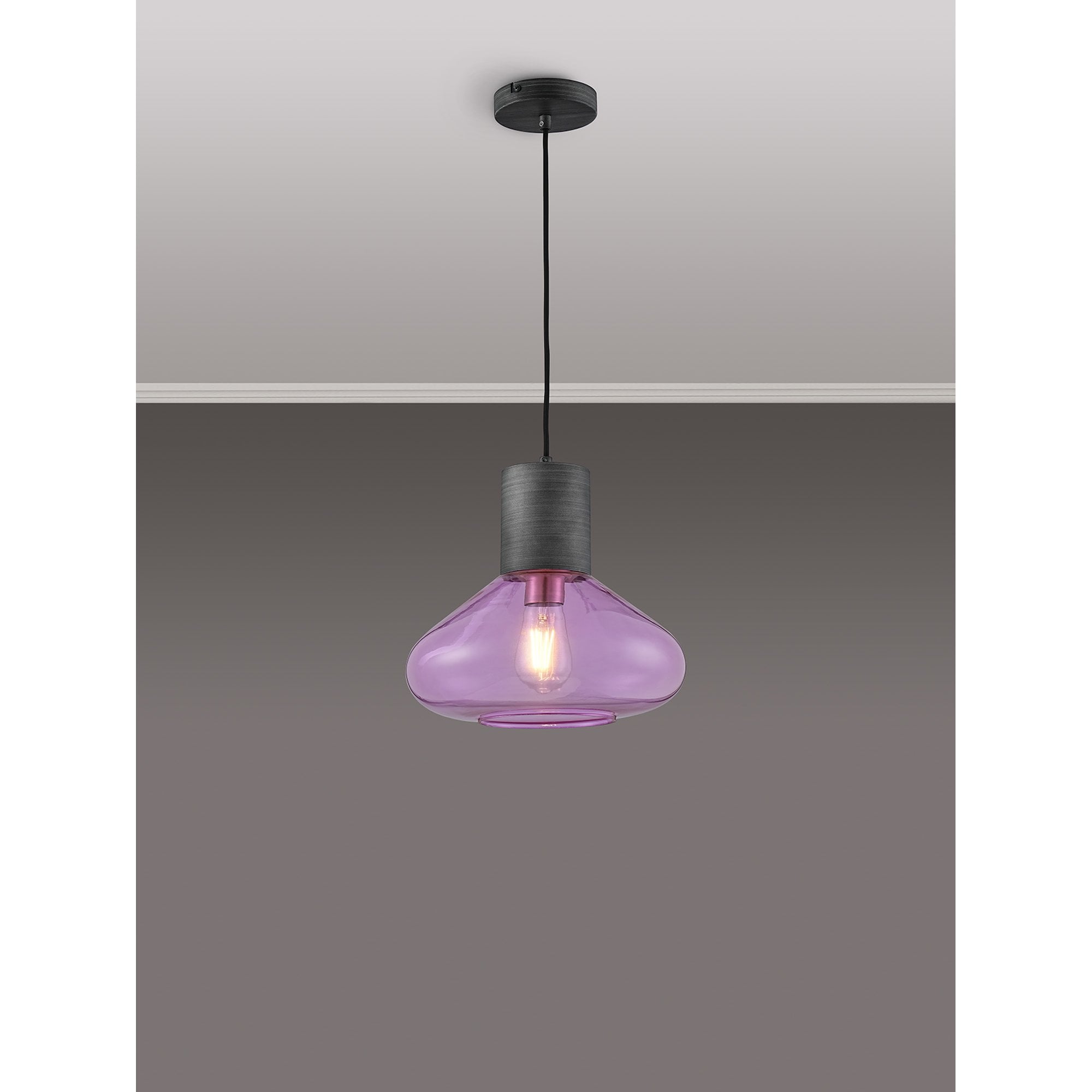 Fabula Maple Wide Pendant - Pewter & Lilac Glass