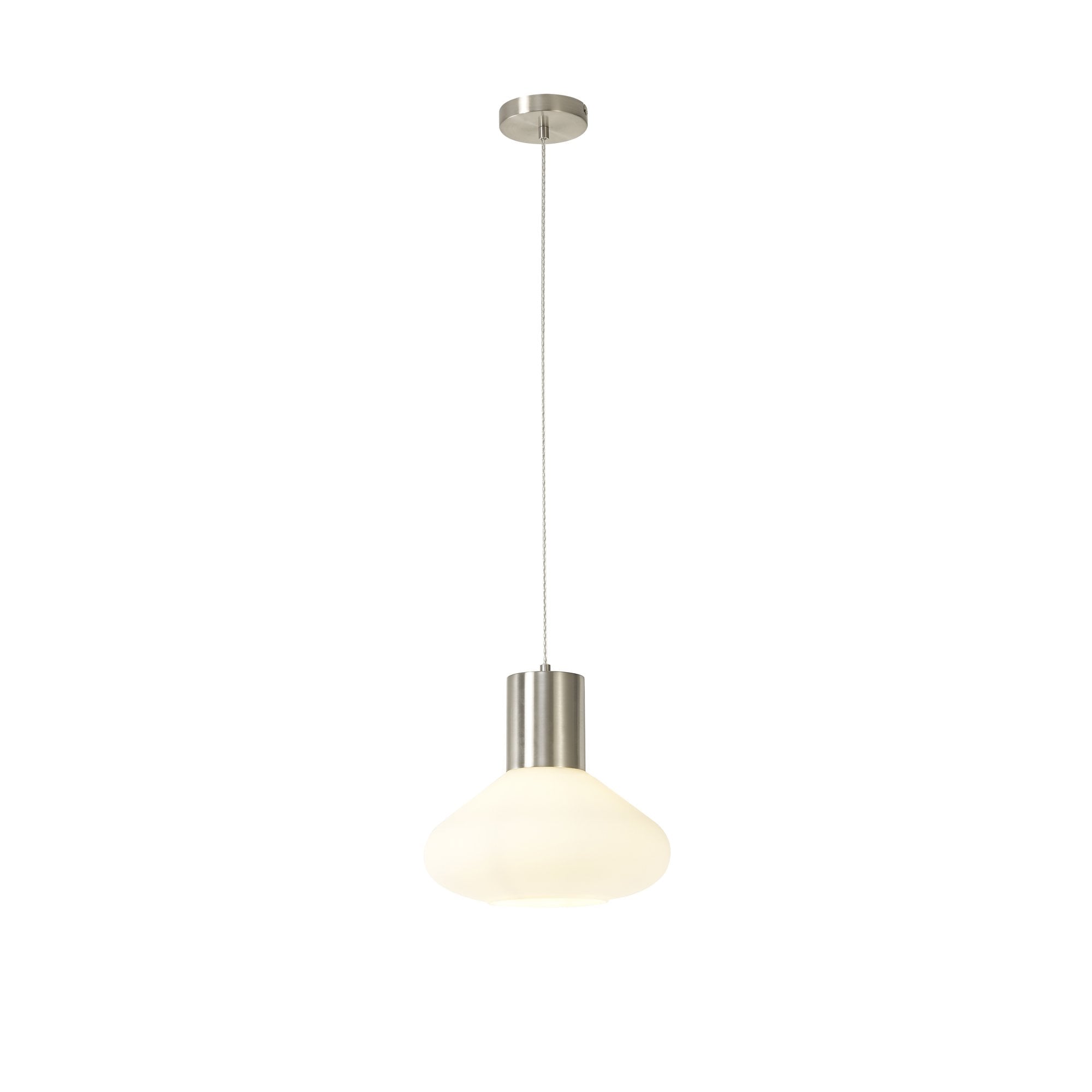 Fabula Maple Wide Pendant - Satin Nickel & Opal Glass