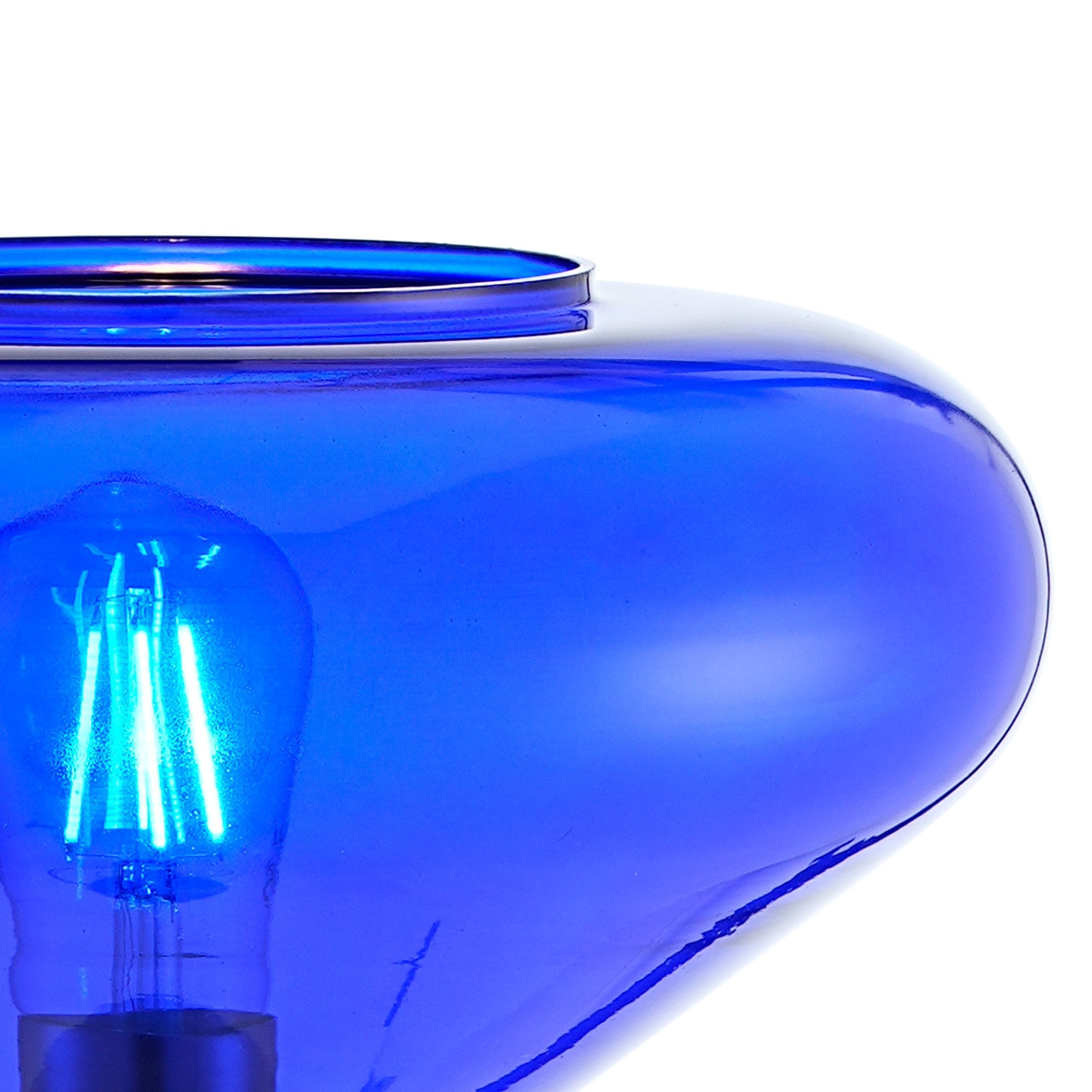 Fabula Maple Wide Table Lamp - Aged Brass & Blue Ink Glass