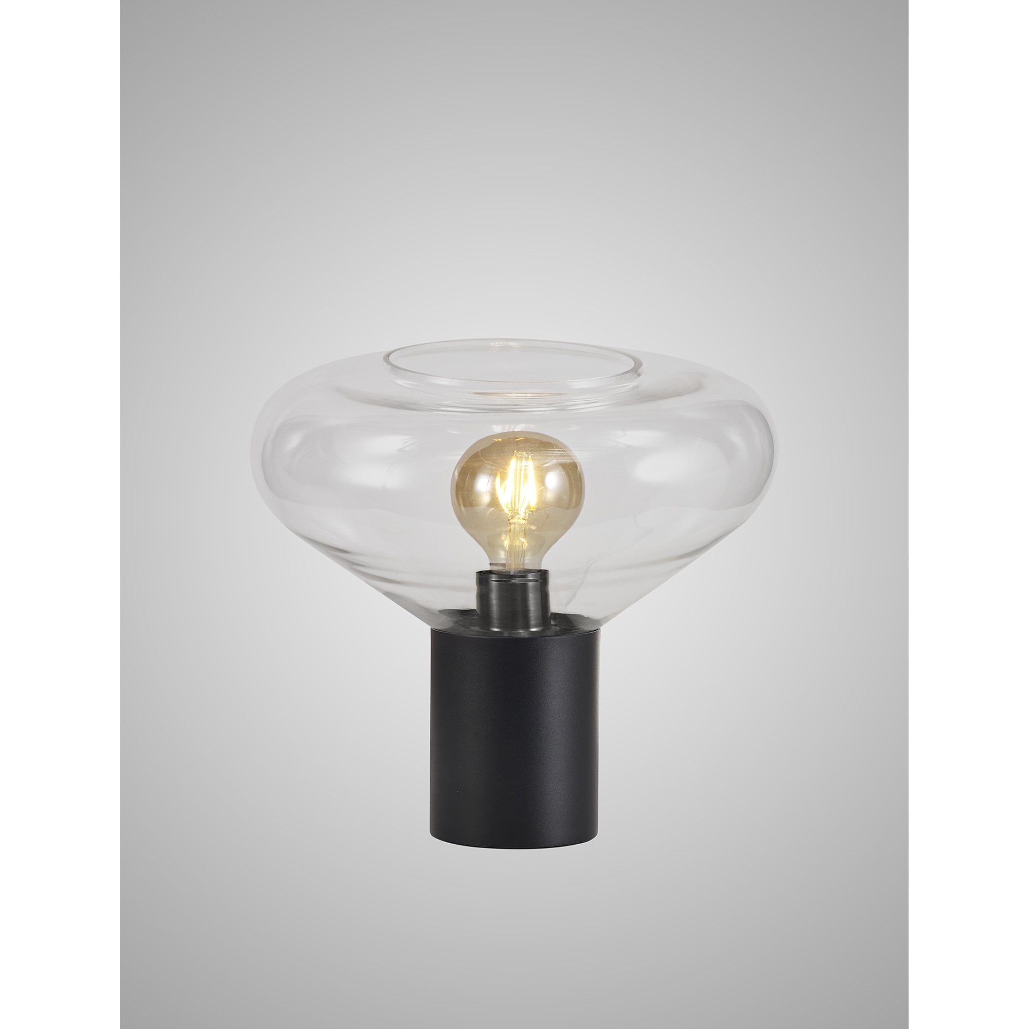 Fabula Maple Wide Table Lamp - Satin Black & Clear Glass