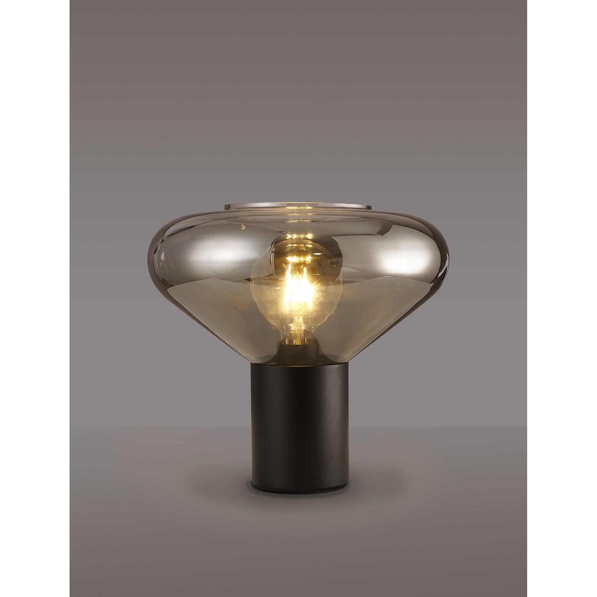 Fabula Maple Wide Table Lamp - Satin Black & Smoke Plated Glass