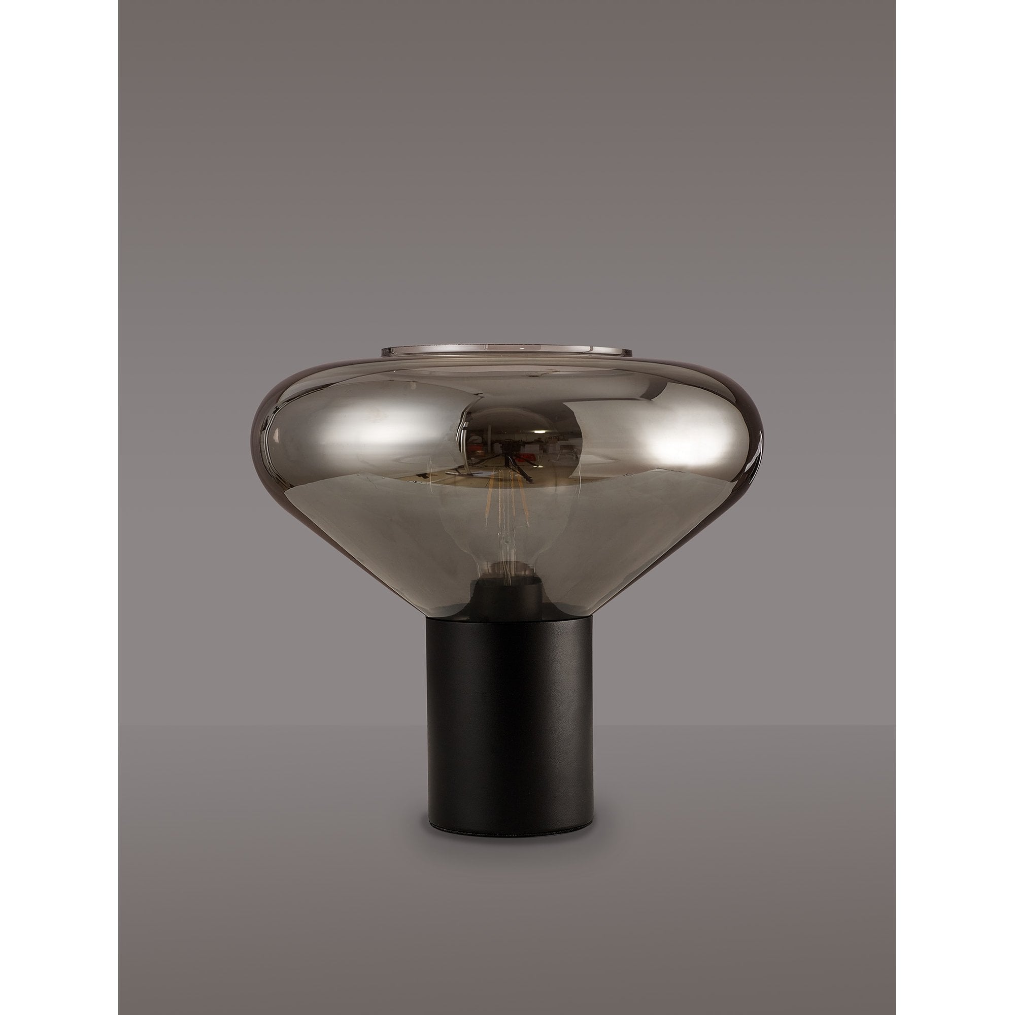 Fabula Maple Wide Table Lamp - Satin Black & Smoke Plated Glass