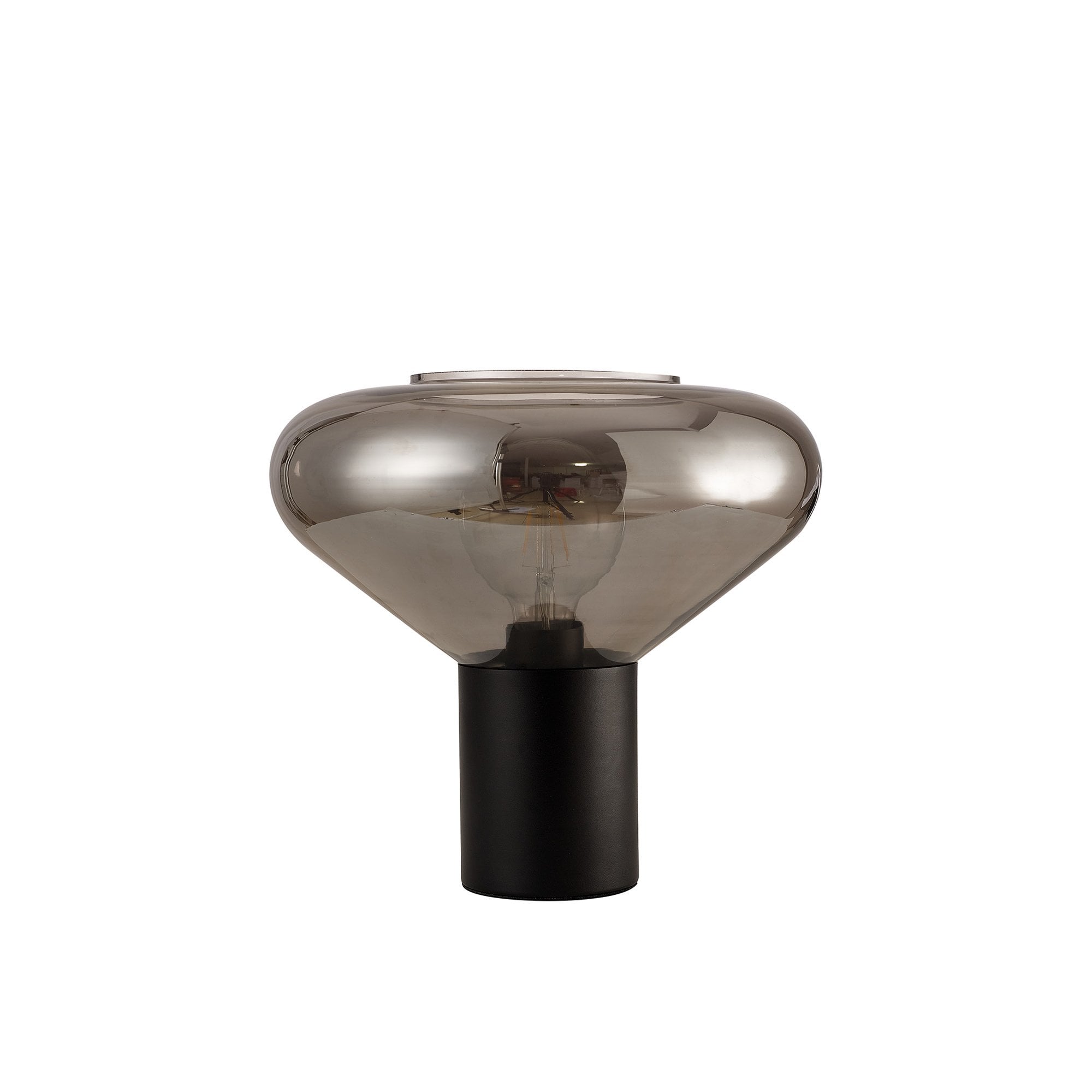 Fabula Maple Wide Table Lamp - Satin Black & Smoke Plated Glass