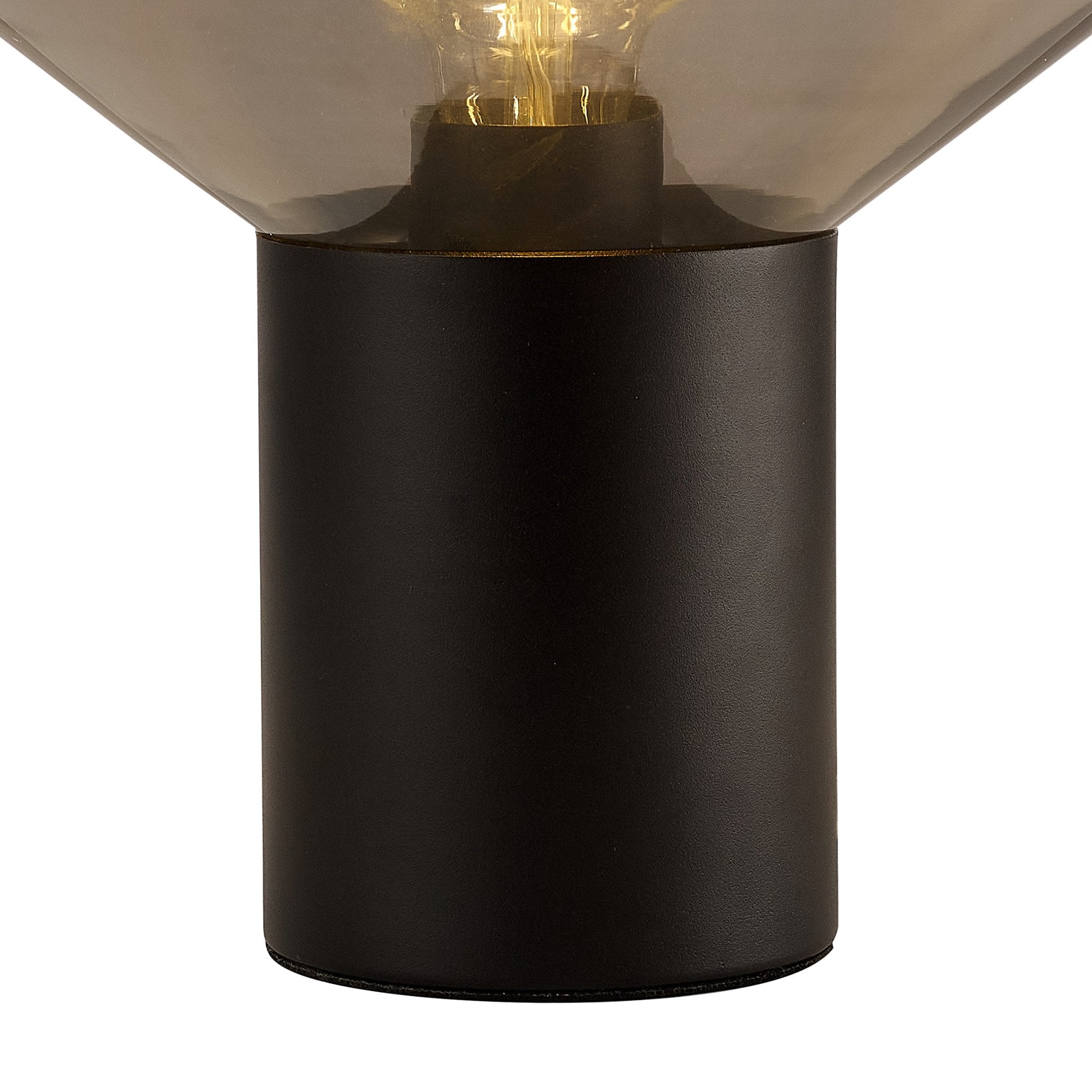 Fabula Maple Wide Table Lamp - Satin Black & Smoke Plated Glass