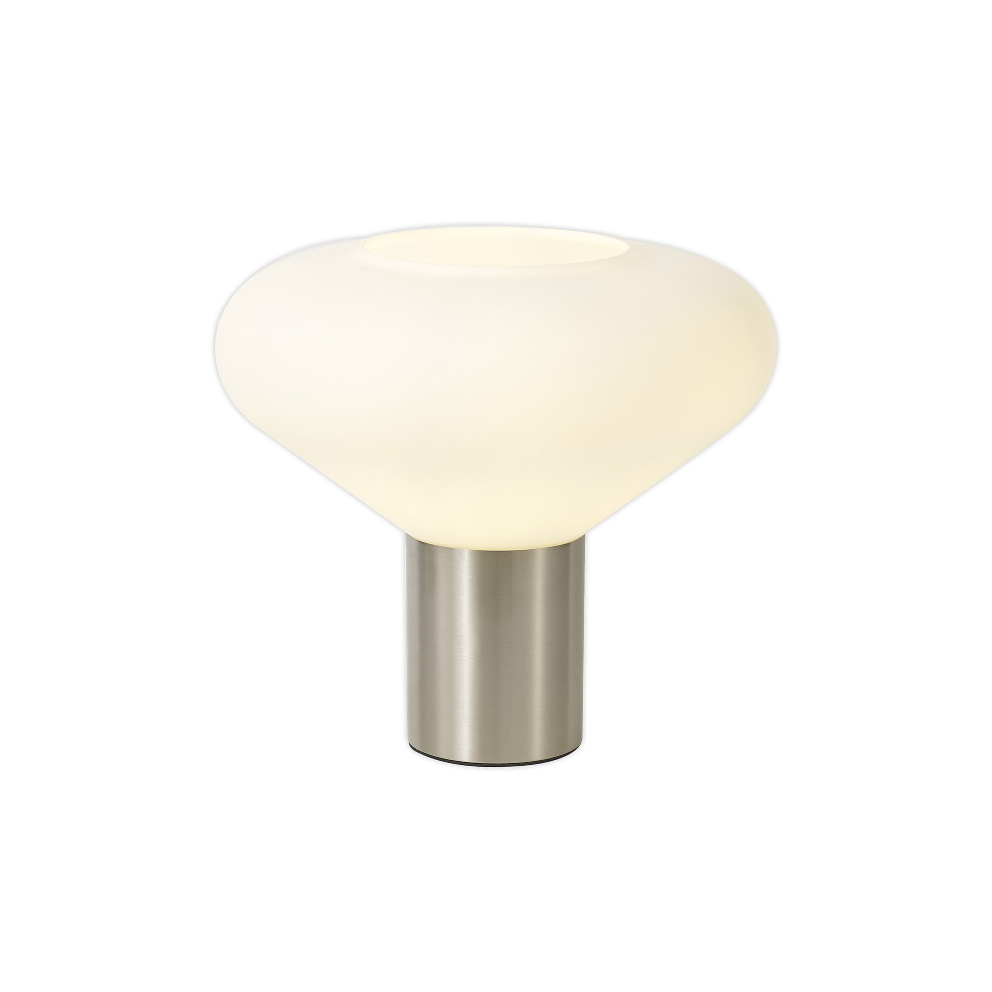 Fabula Maple Wide Table Lamp - Satin Nickel & Opal Glass