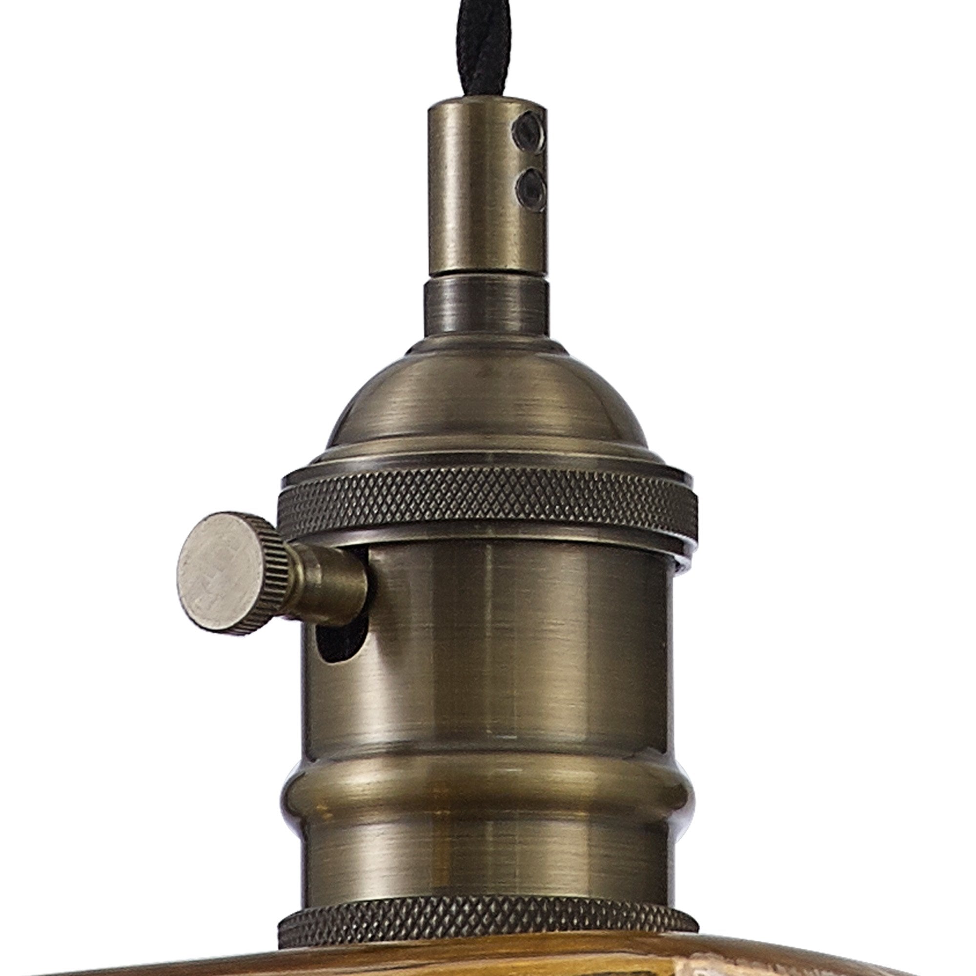 Fabula Merryhill Single Pendant - Antique Brass, Black Twisted Cable & Brown Square Glass