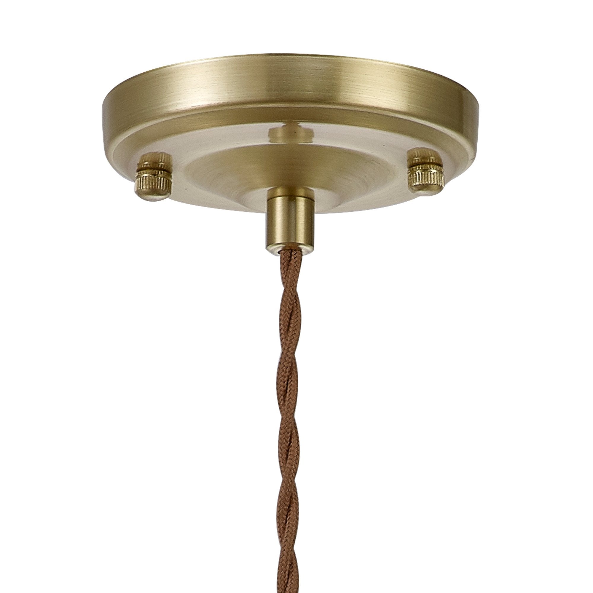 Fabula Merryhill Single Pendant - Brass, Pale Gold Twisted Cable & Brown Bowl Glass