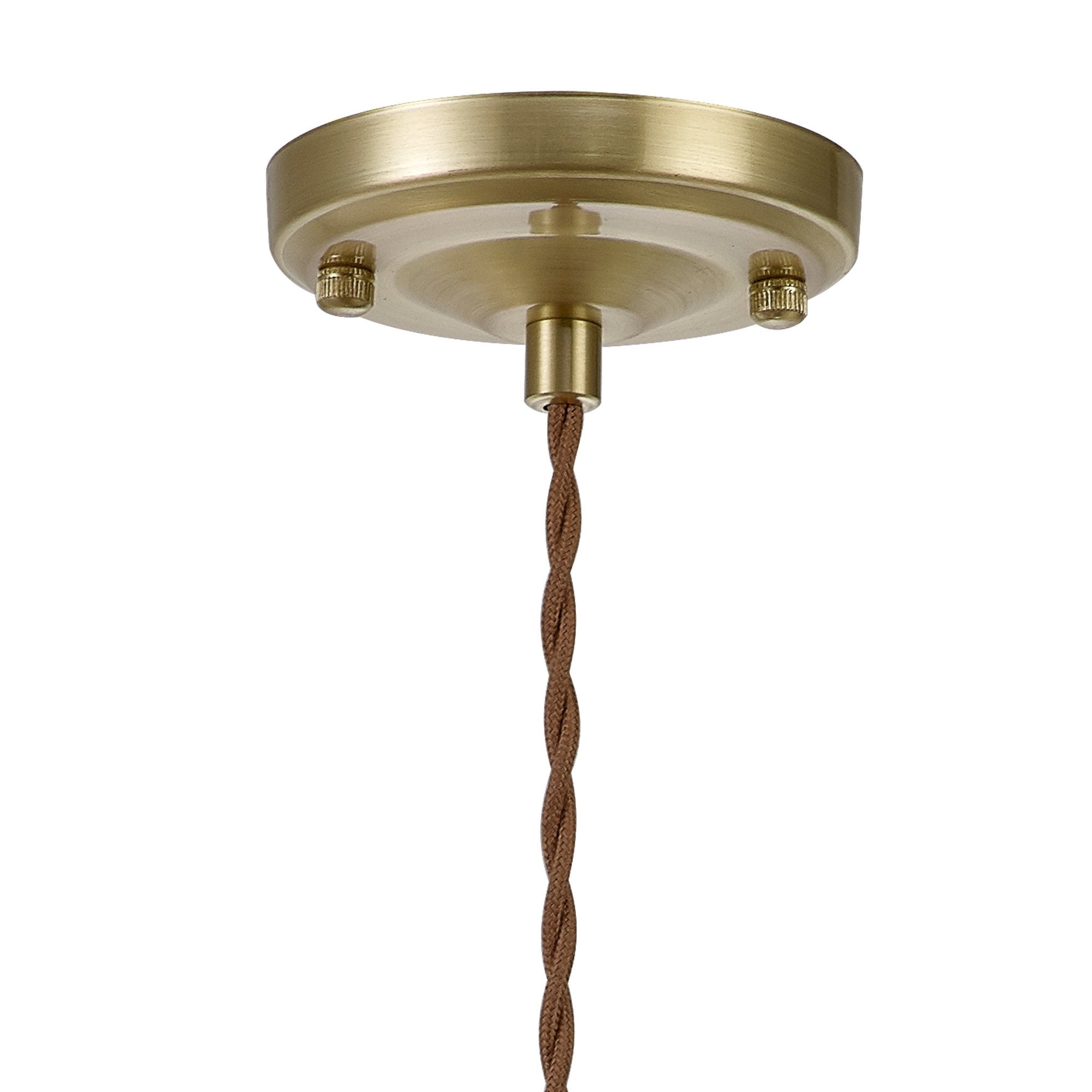 Fabula Merryhill Single Pendant - Brass, Pale Gold Twisted Cable & Brown Flower Glass