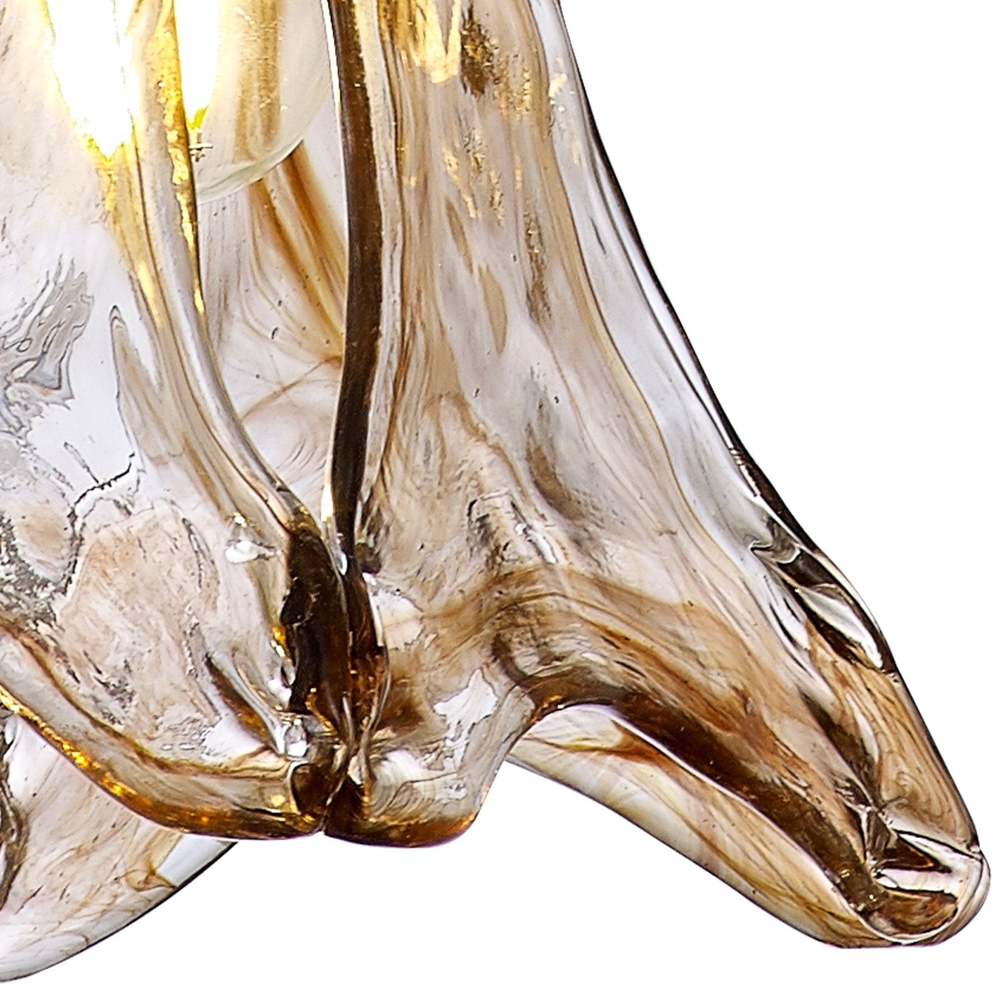 Fabula Merryhill Single Pendant - Brass, Pale Gold Twisted Cable & Brown Flower Glass