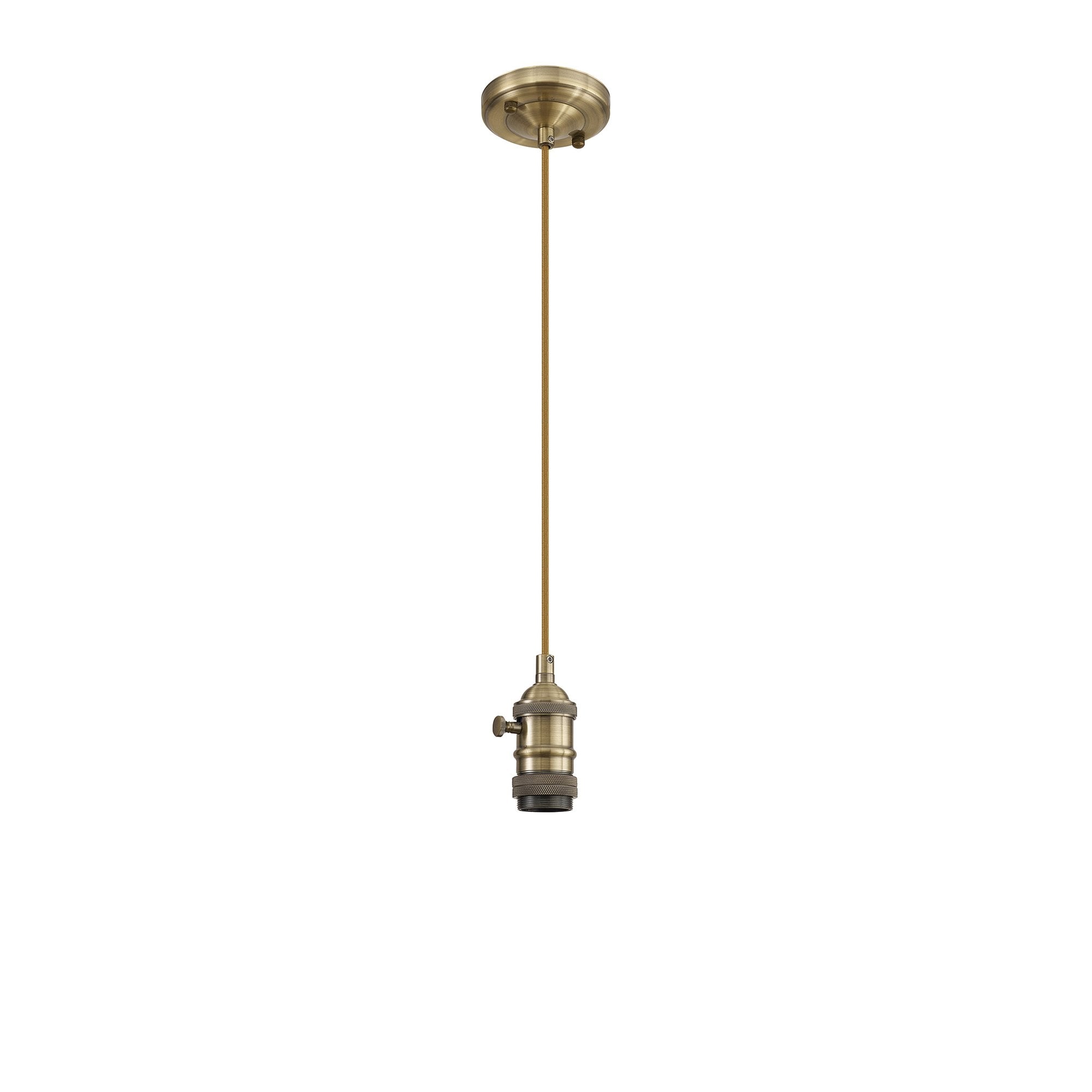Fabula Merryhill Single Pendant Light Kit - Antique Brass & Golden Brown Twisted Cable - Frame Only