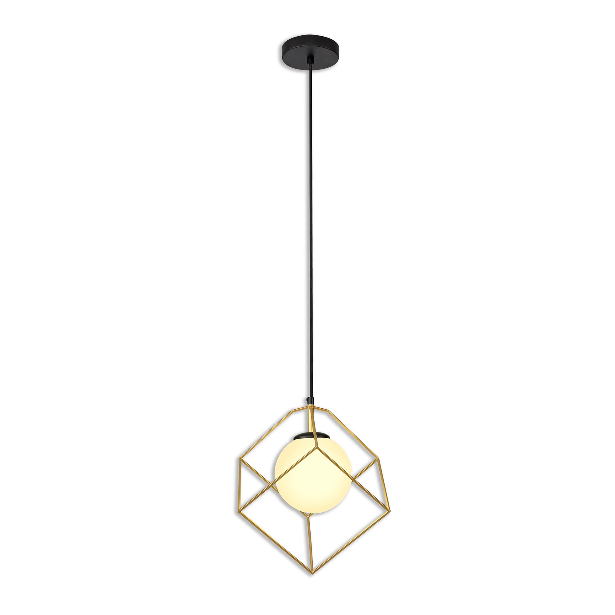 Fabula Newbury Single Adjustable Pendant - Matt Black & Painted Gold