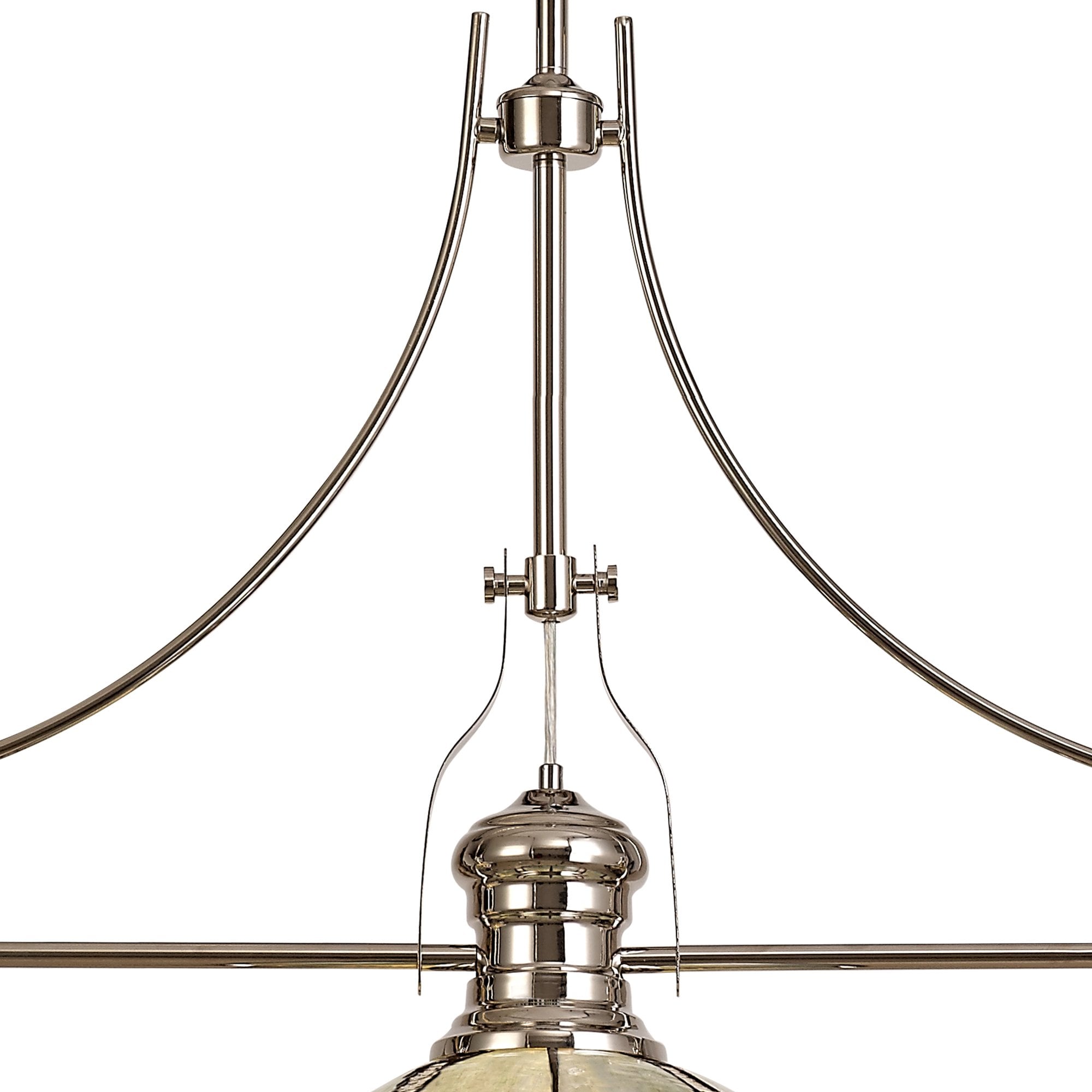 Fabula Newmans 3 Light Linear Pendant - 30cm Tiffany Shade - Polished Nickel & Blue