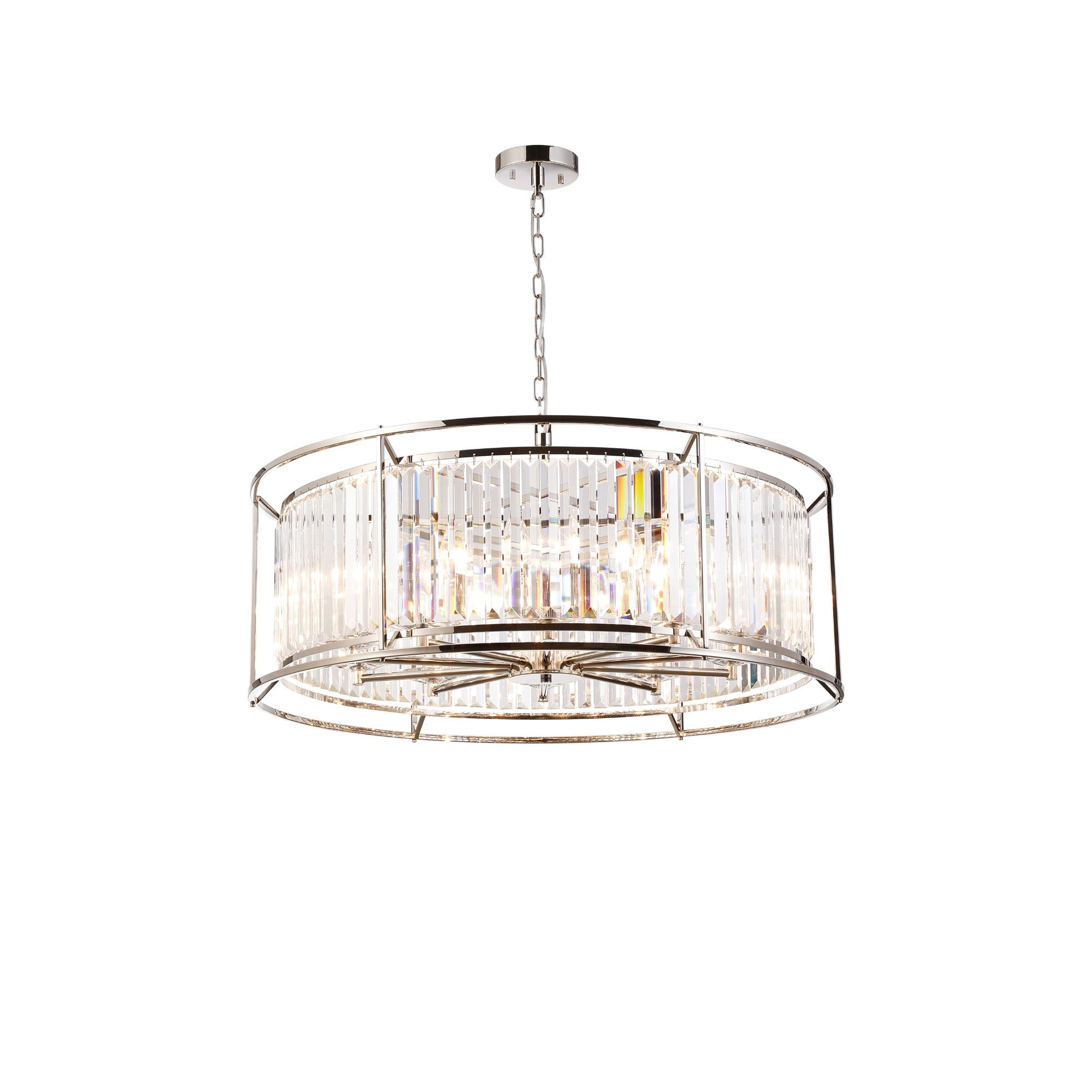 Fabula Oakhurst 10 Light Pendant - Polished Nickel & Clear Glass